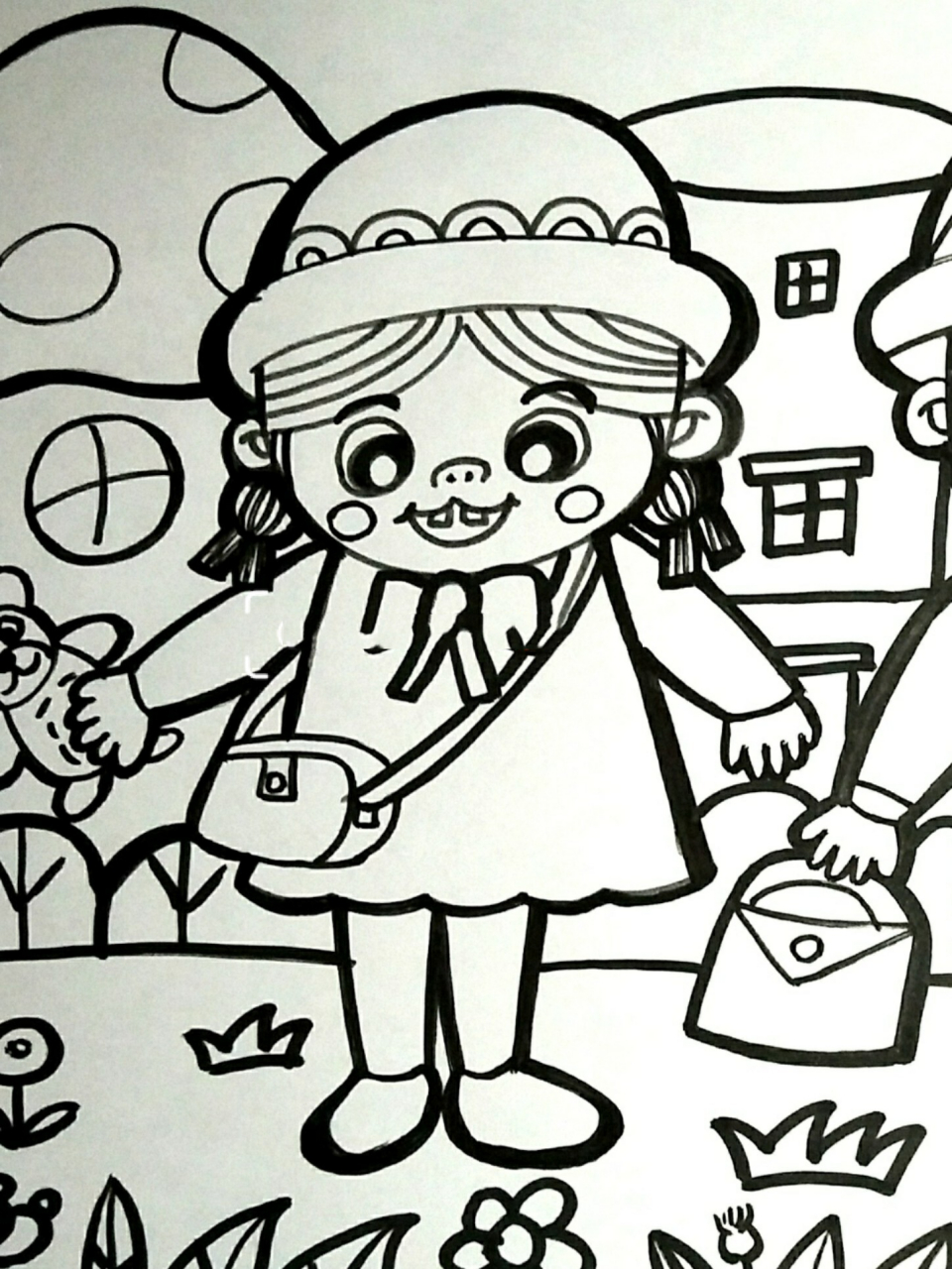 《开学啦》 春季开学日来啦~背起小书包~开开心心去上学 绘画材料