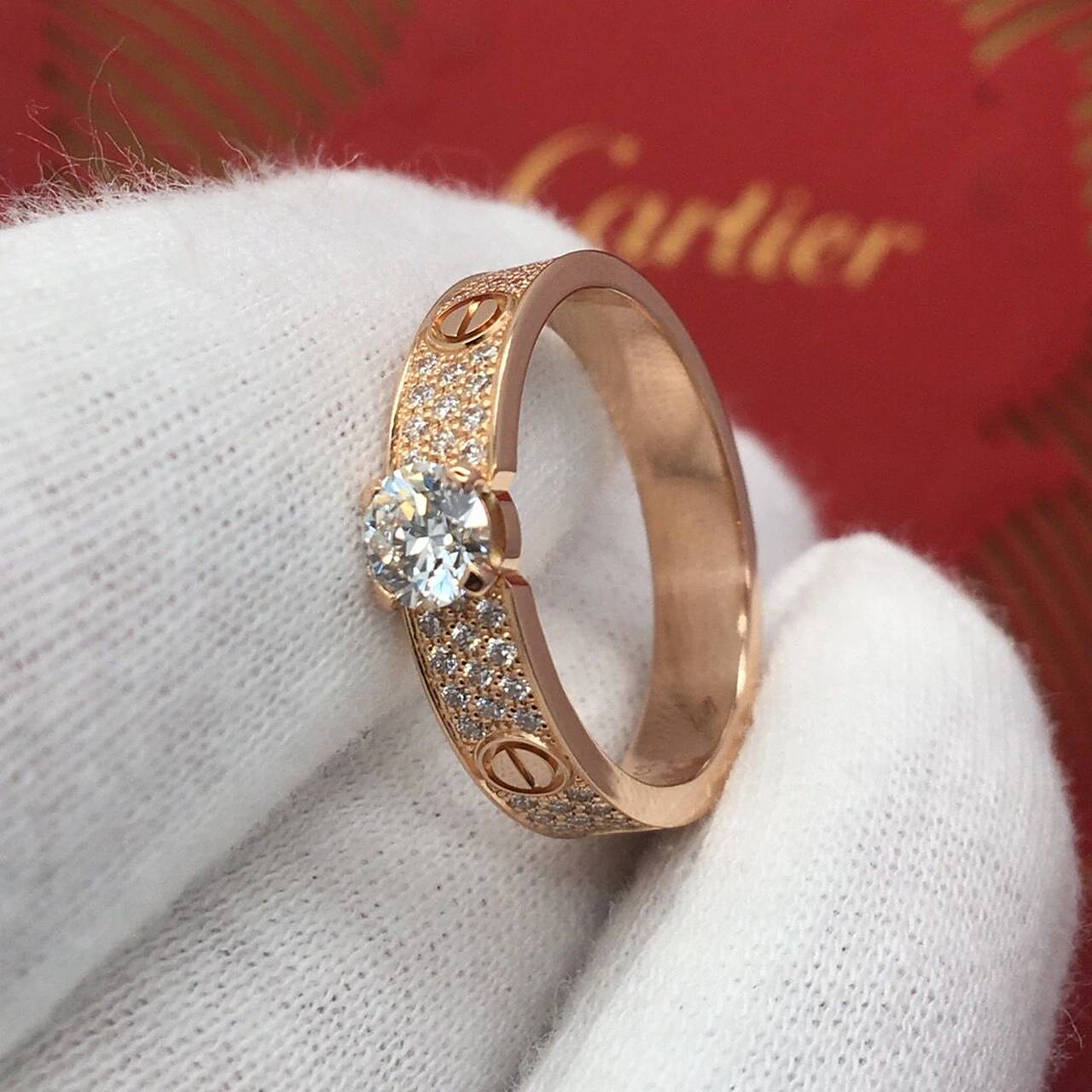 cartier卡地亚玫瑰金满天星钻石戒指52号 cartier卡地亚玫瑰金满天星