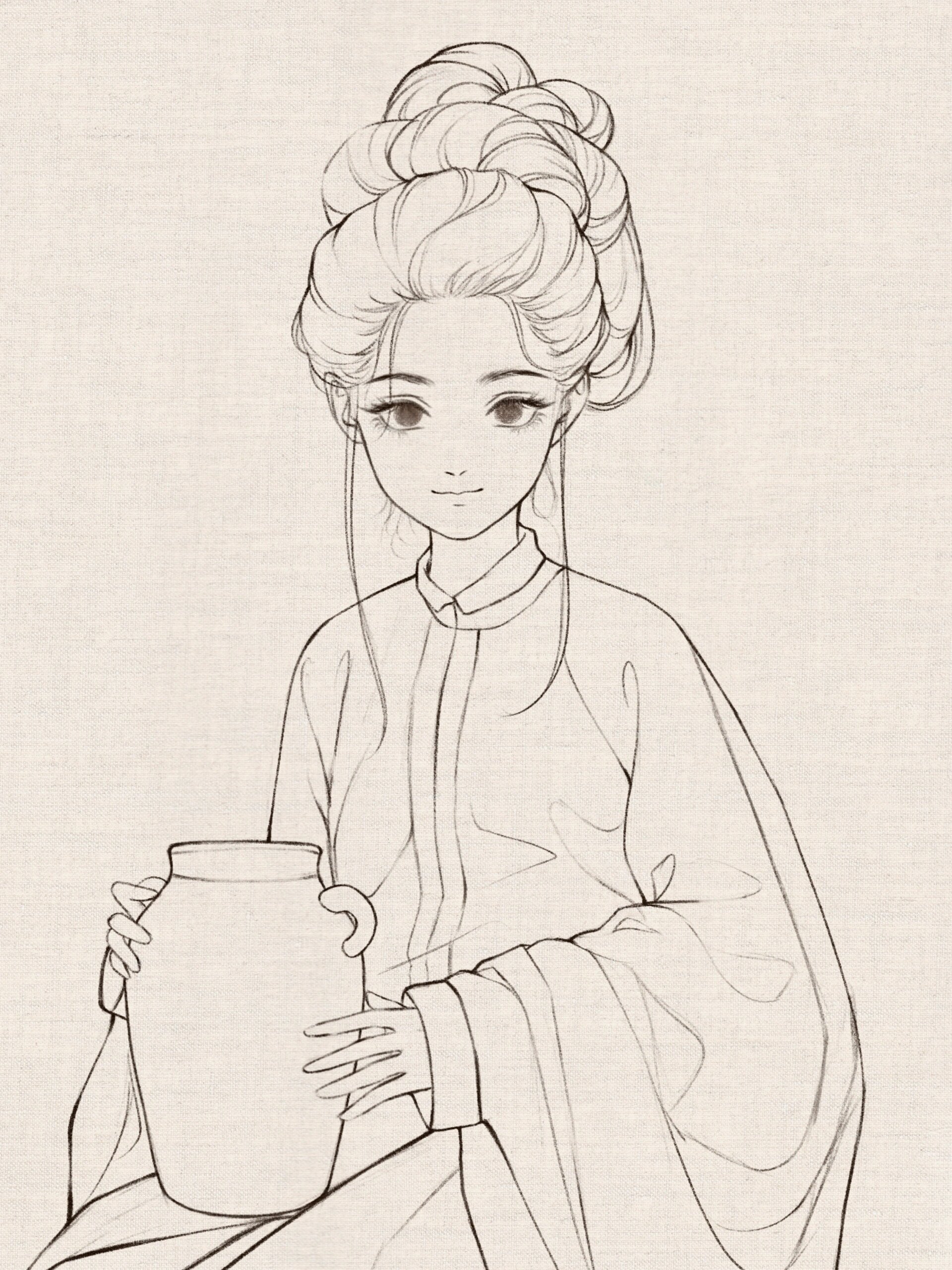 古风人物坐姿插画 素材来源