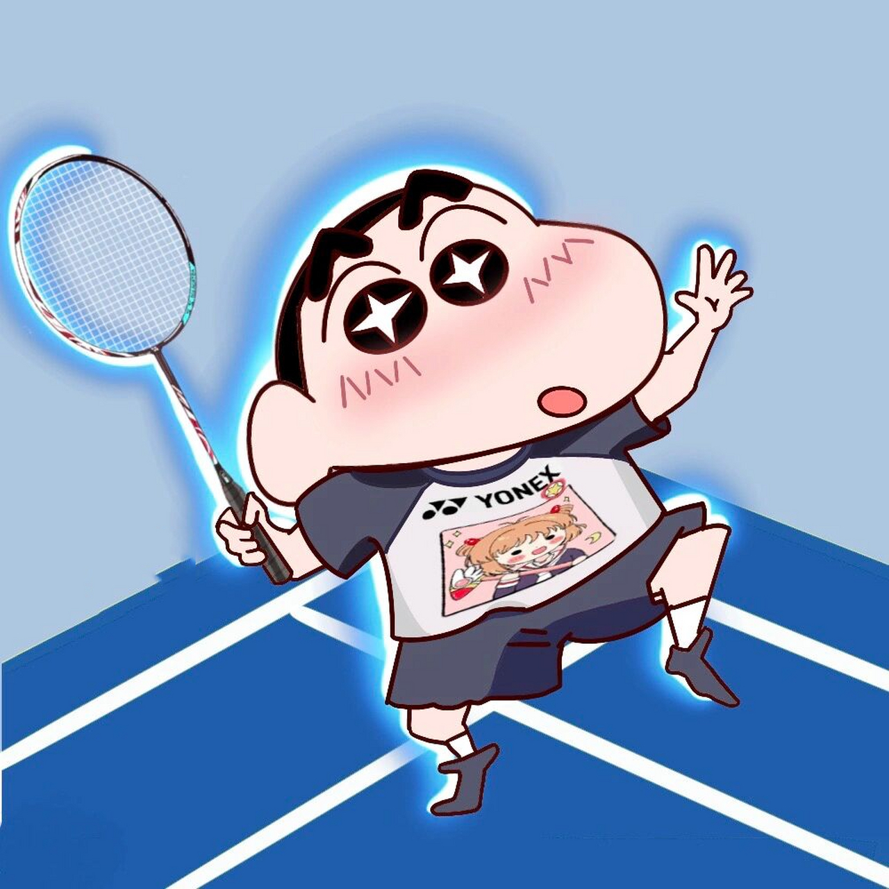 蜡笔小新风羽毛球情侣头像 不会有人连个用情头的人都没有吧,不会吧