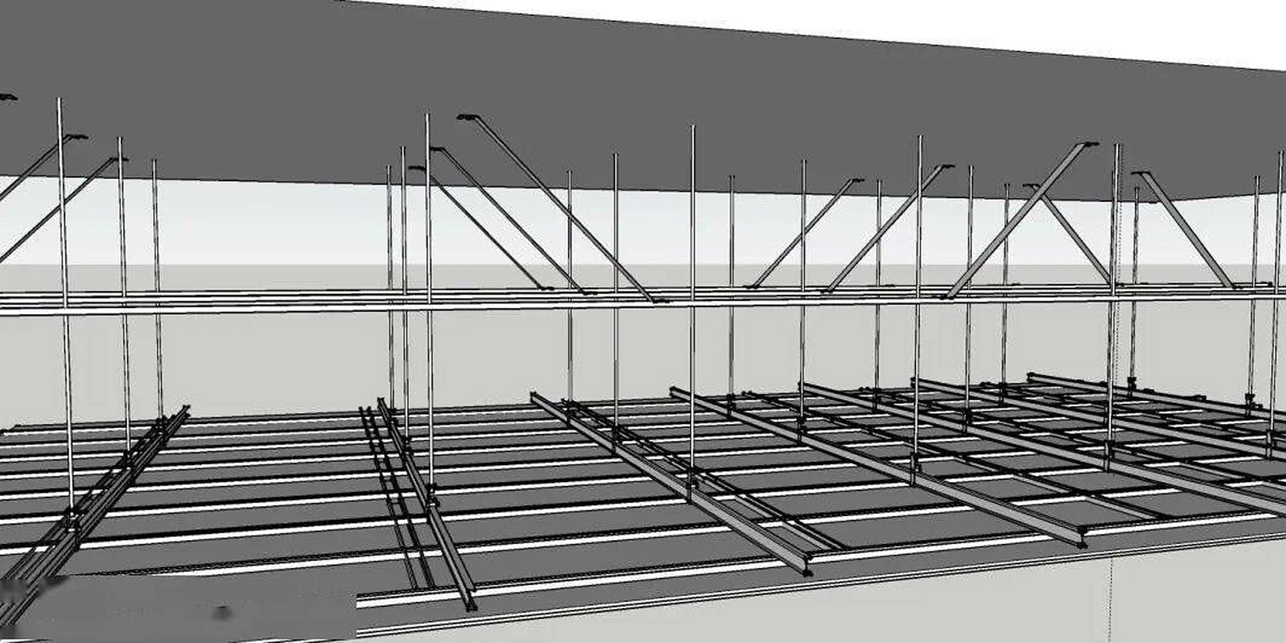 工装超高吊顶施工工艺(中) 反支撑做法 ps(图一) 1)主龙骨拉结法:主