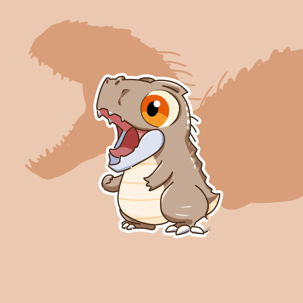 恐龙插画|上色步骤图|胖嘟嘟的暴虐霸王龙 送你啦~02