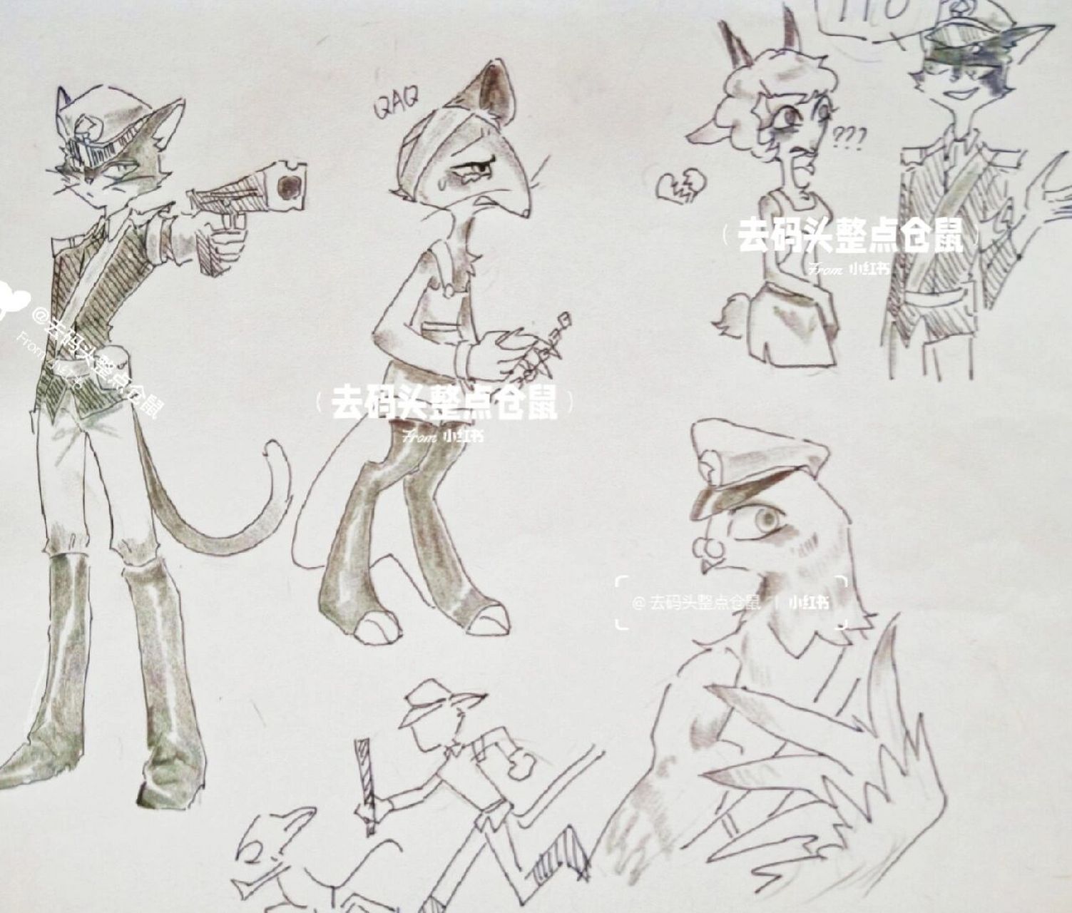 翻到以前画的黑猫警长 乐的,那时候不怎么接触指绘,纯手工