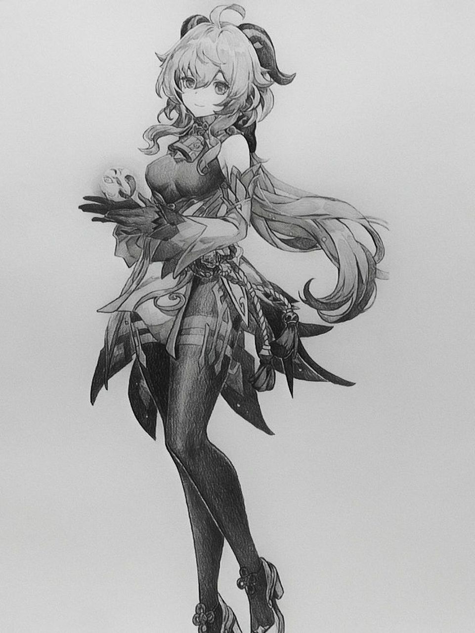 手绘甘雨,希望不歪 这种全身立绘真的画的我头大,还特地搞了几张8开的