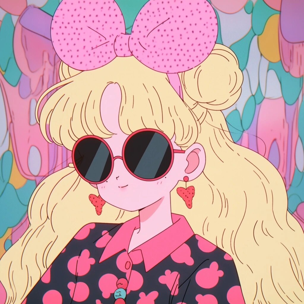 红浪漫蒸汽波复古头像美少女战士