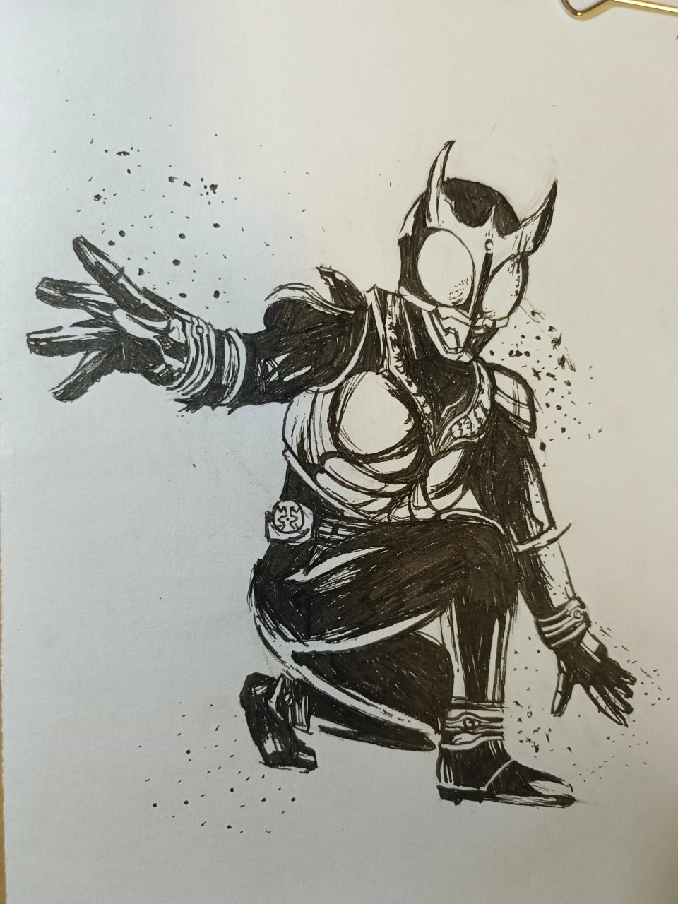 假面骑士空我 黑白线描画 平成第一位骑士,为了守护大家的笑容而战.