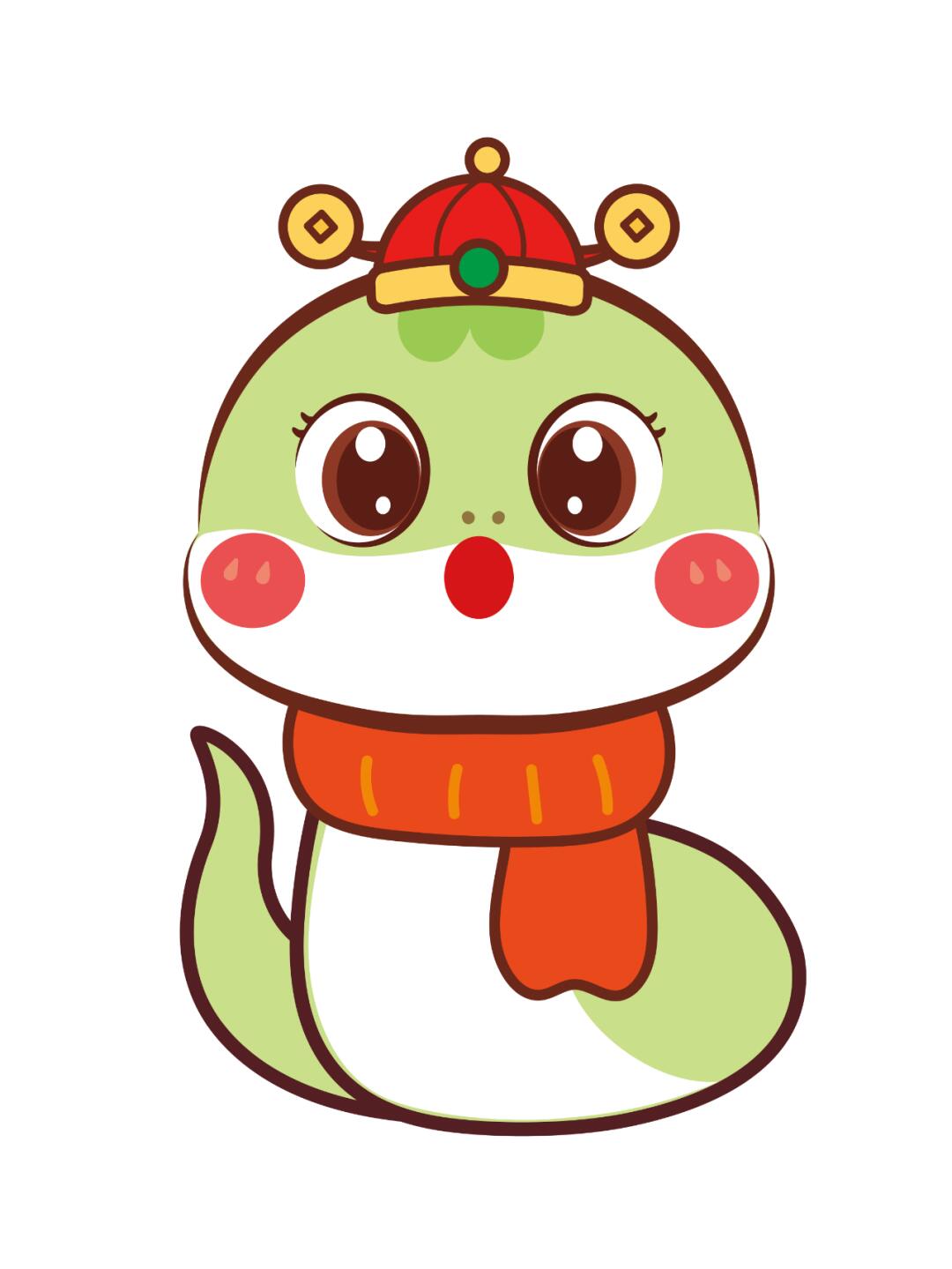小青蛇ip卡通形象插画蛇宝宝新年快乐