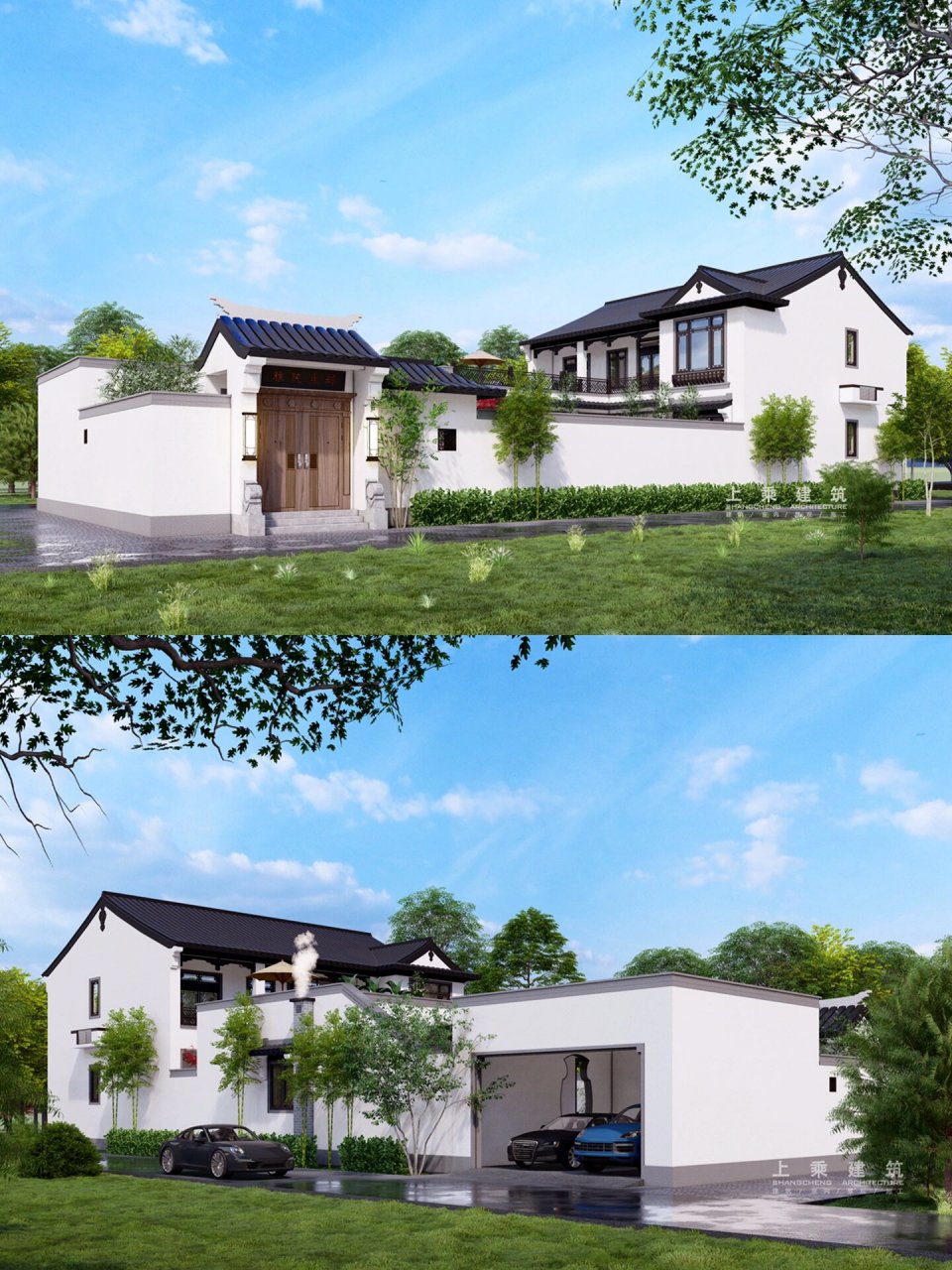 河南周口带厢房二层中式合院别墅|附平面图