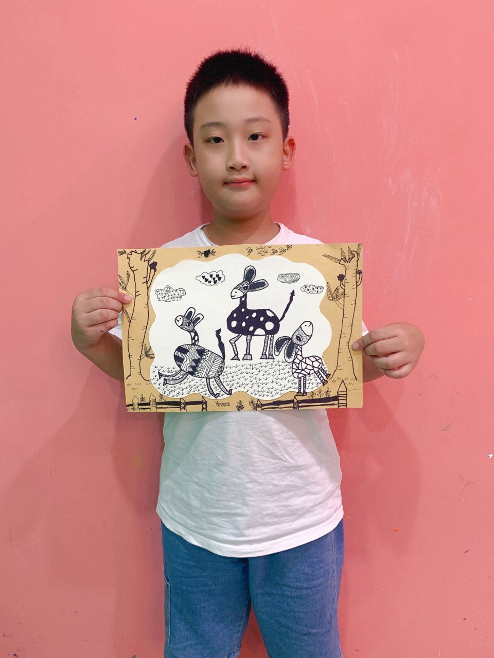 可爱的小毛驴 线描儿童画 1,在课程中,通过可爱的小毛驴进行创作,欣赏