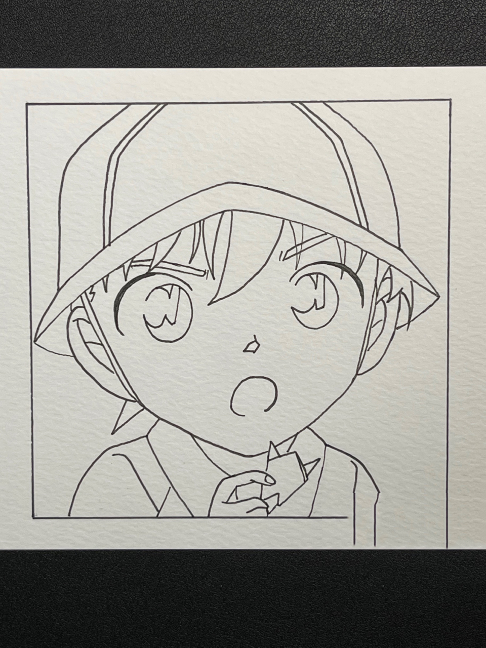 手绘|工藤新一 「附线稿」 好像把孩子给画黑了