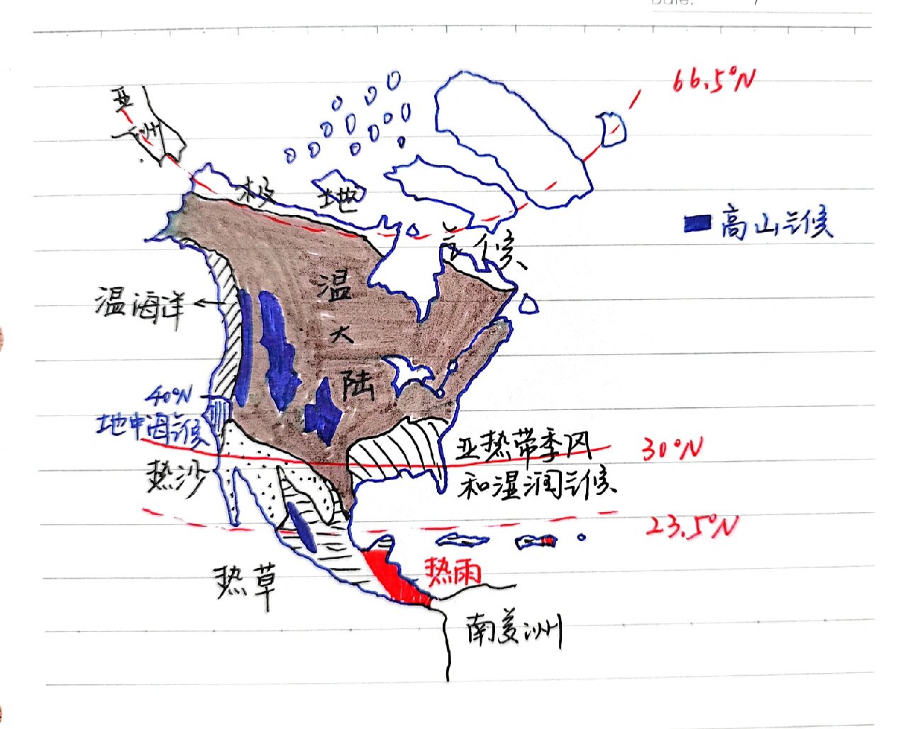 北美洲气候分布图手绘图片