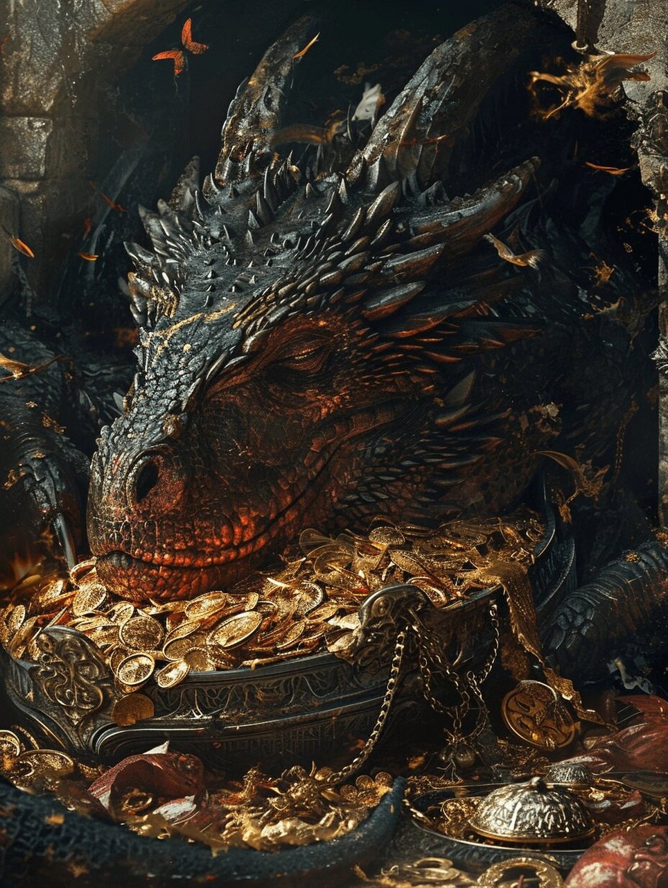 躺平巨龙史矛革 希望大家在龙年像史矛革一样躺在钱堆上