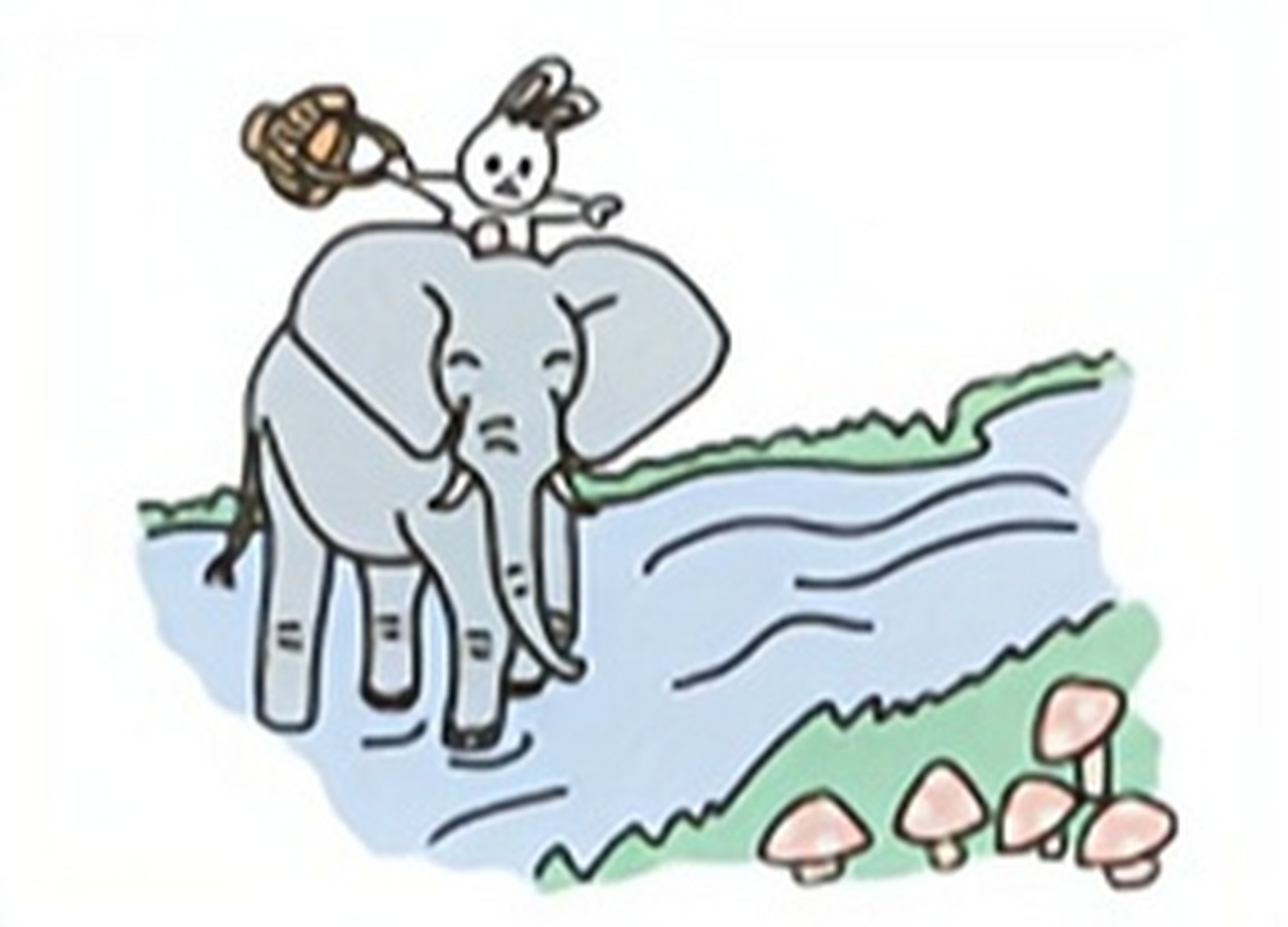 看图写话 小兔摘蘑菇/小兔过河 今天,太阳高高地挂在空中,风轻轻地吹