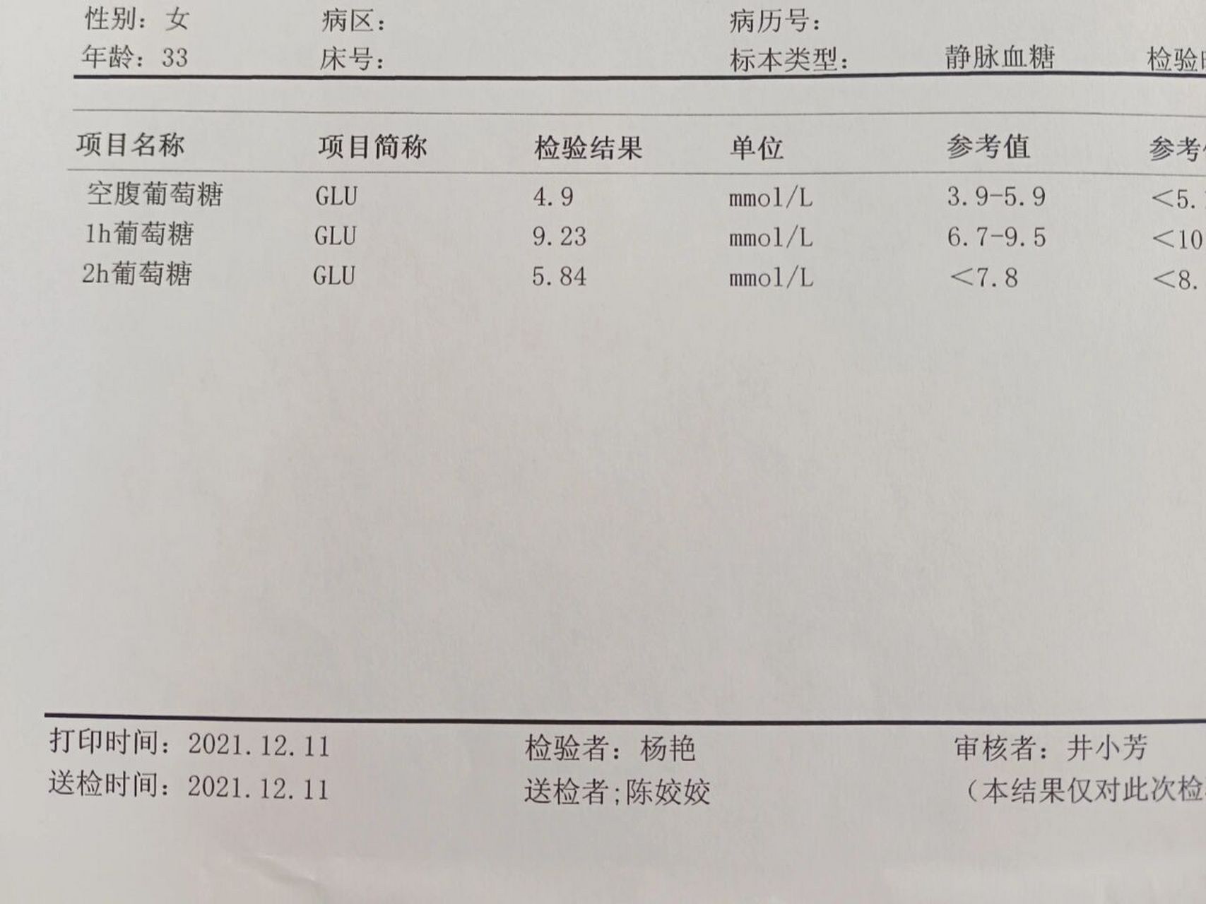 化验单模板图片