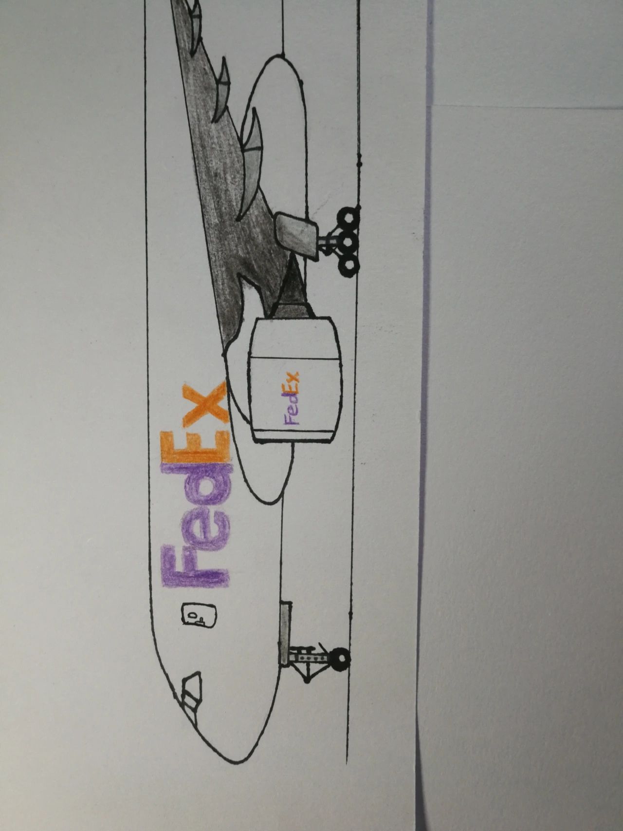 手绘波音777运输机