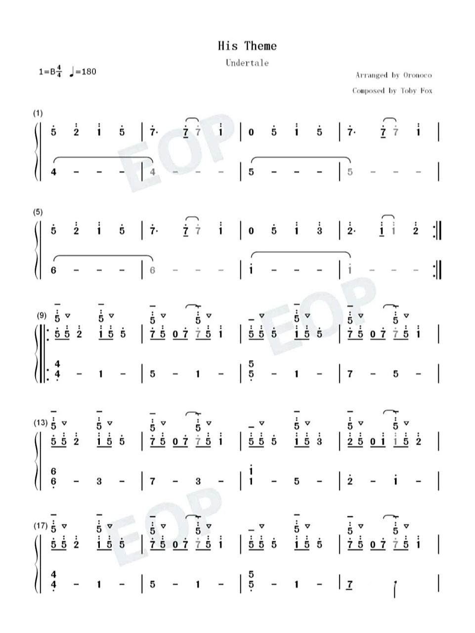 his theme钢琴简谱 最近听到的,感觉还不错