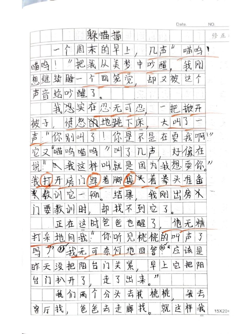 四年级学员优秀作文《躲猫猫》