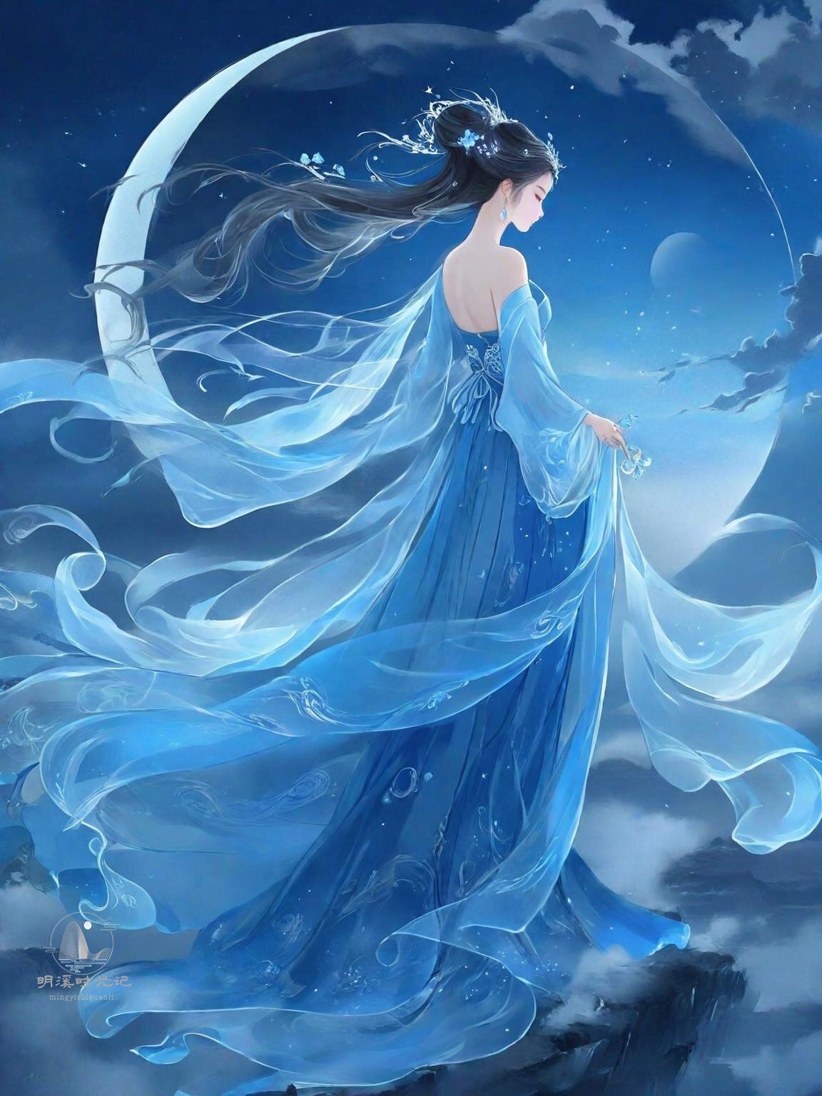 古风美人丨蓝色忧伤丨请礼貌取图 蓝色的忧郁在空气中弥散, 如深海中