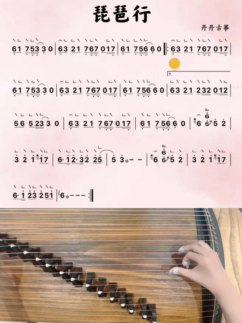 古筝《琵琶行》d调动态曲谱 伴奏 示范