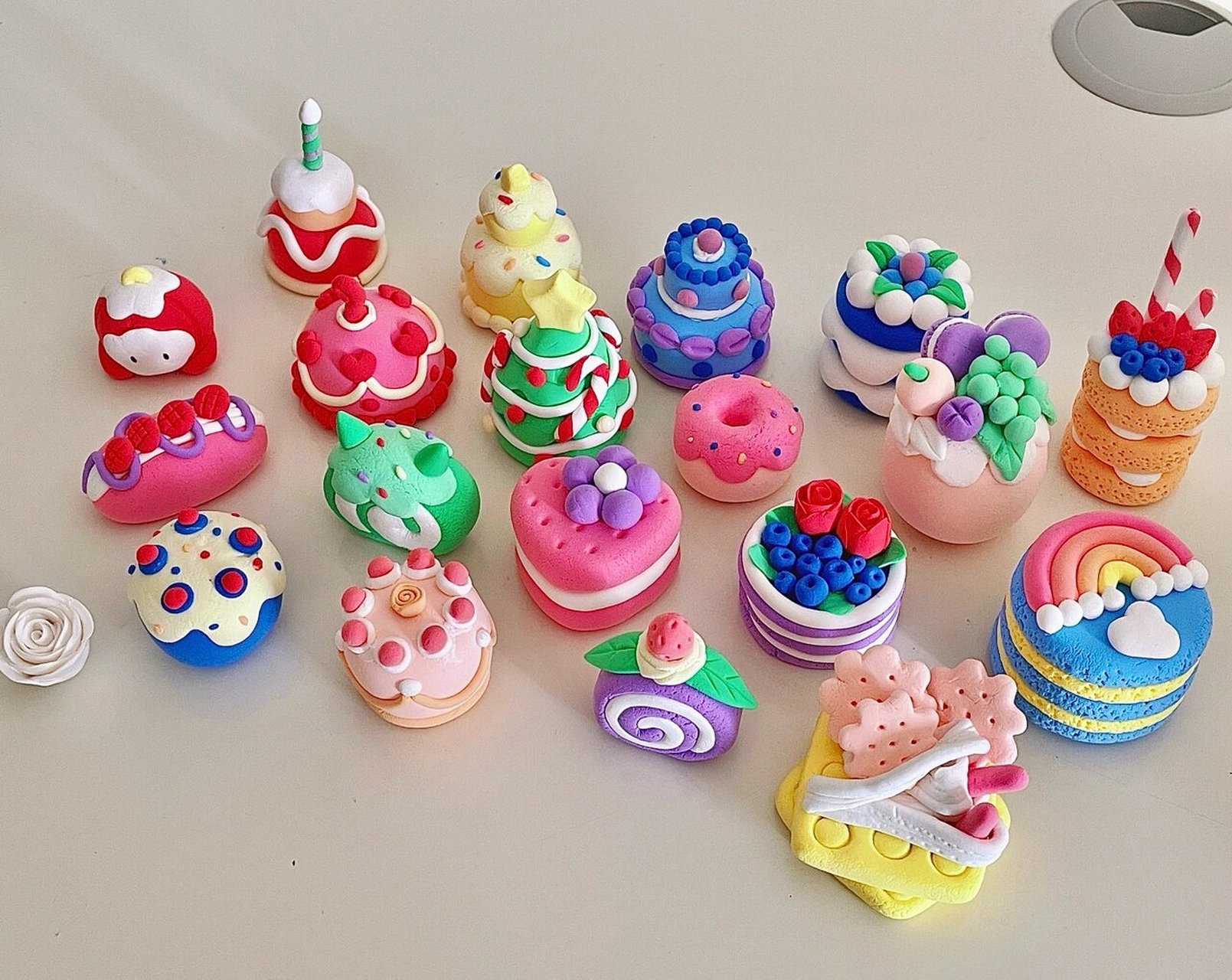 超轻粘土作品合集|mini小甜点下午茶91 入坑粘土一周的作品合集 一