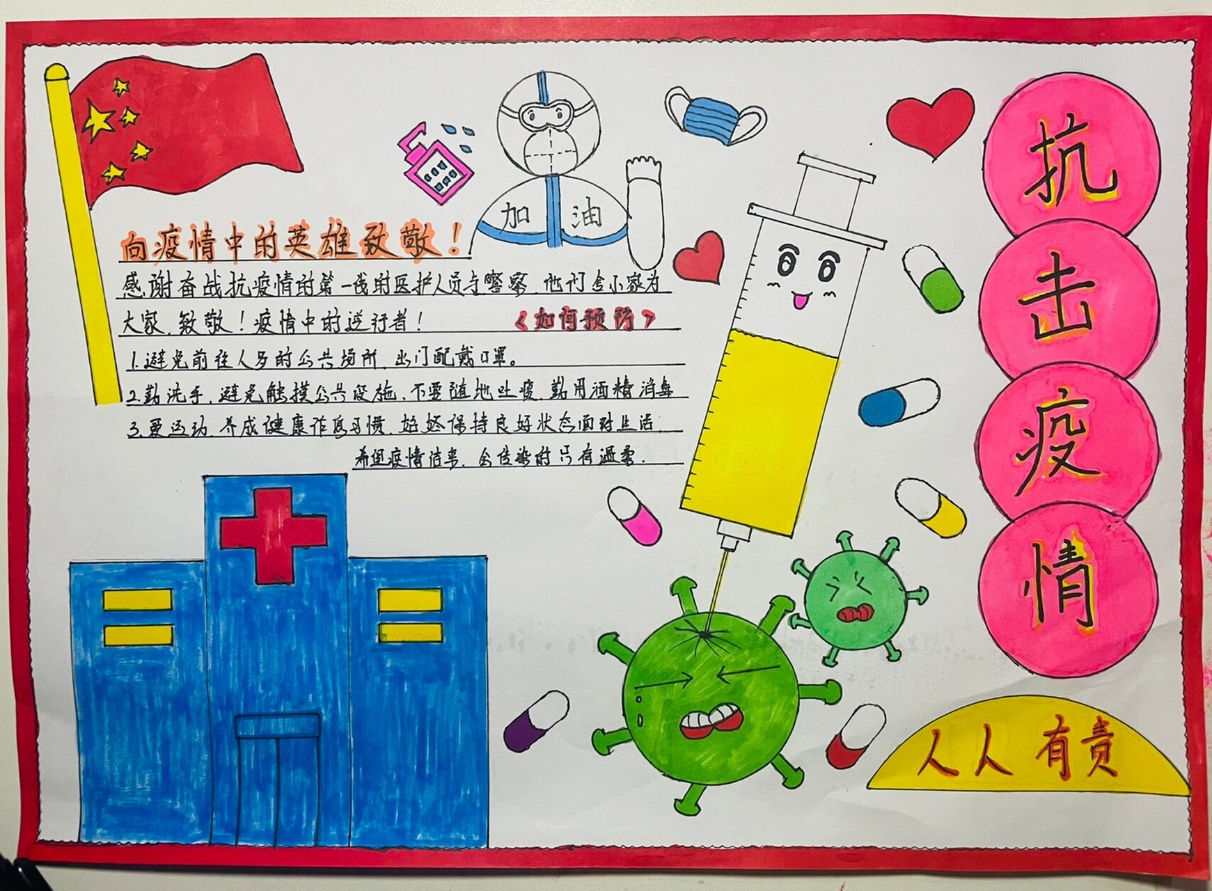 抗疫手抄报