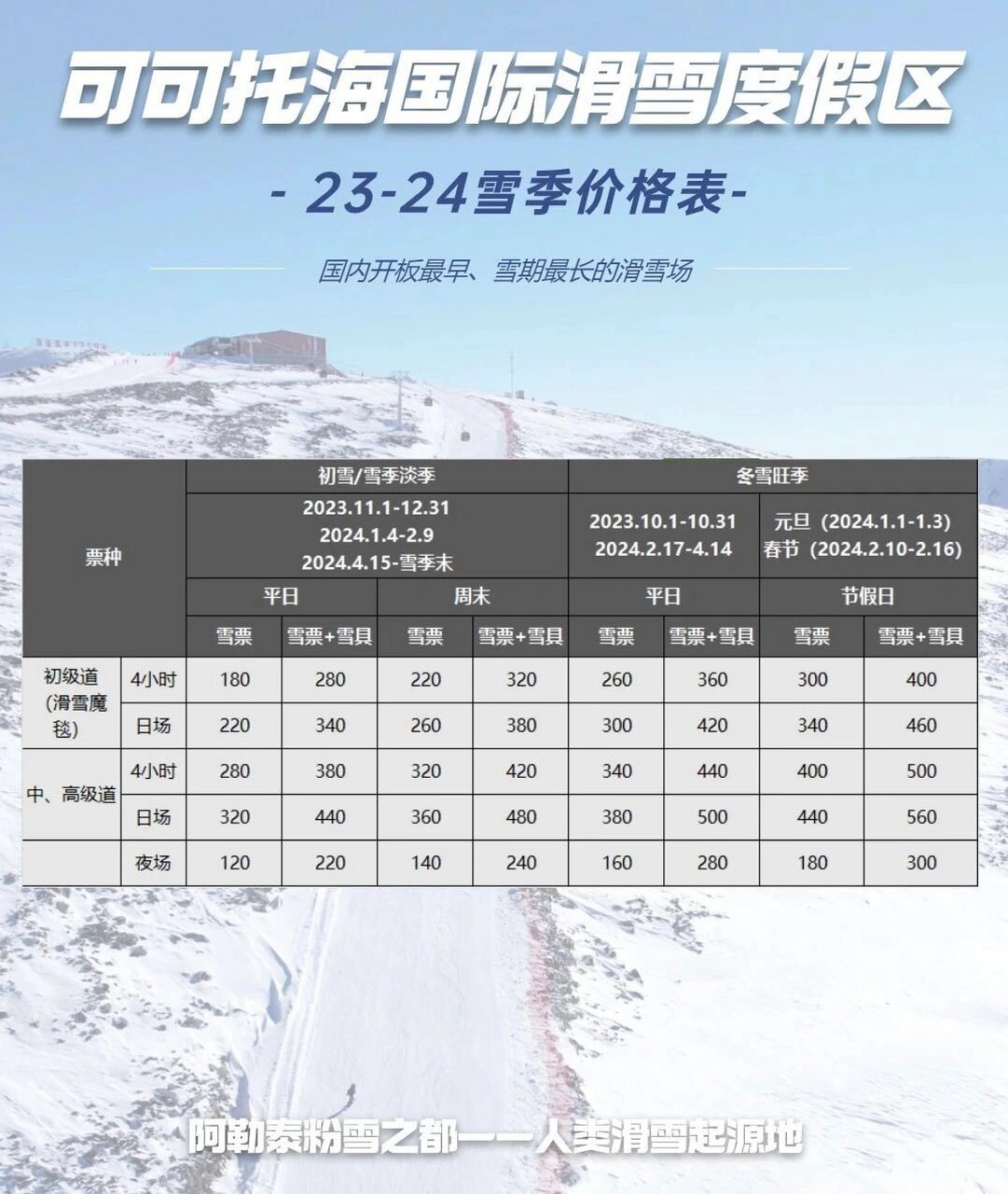 丝路滑雪场票价图片