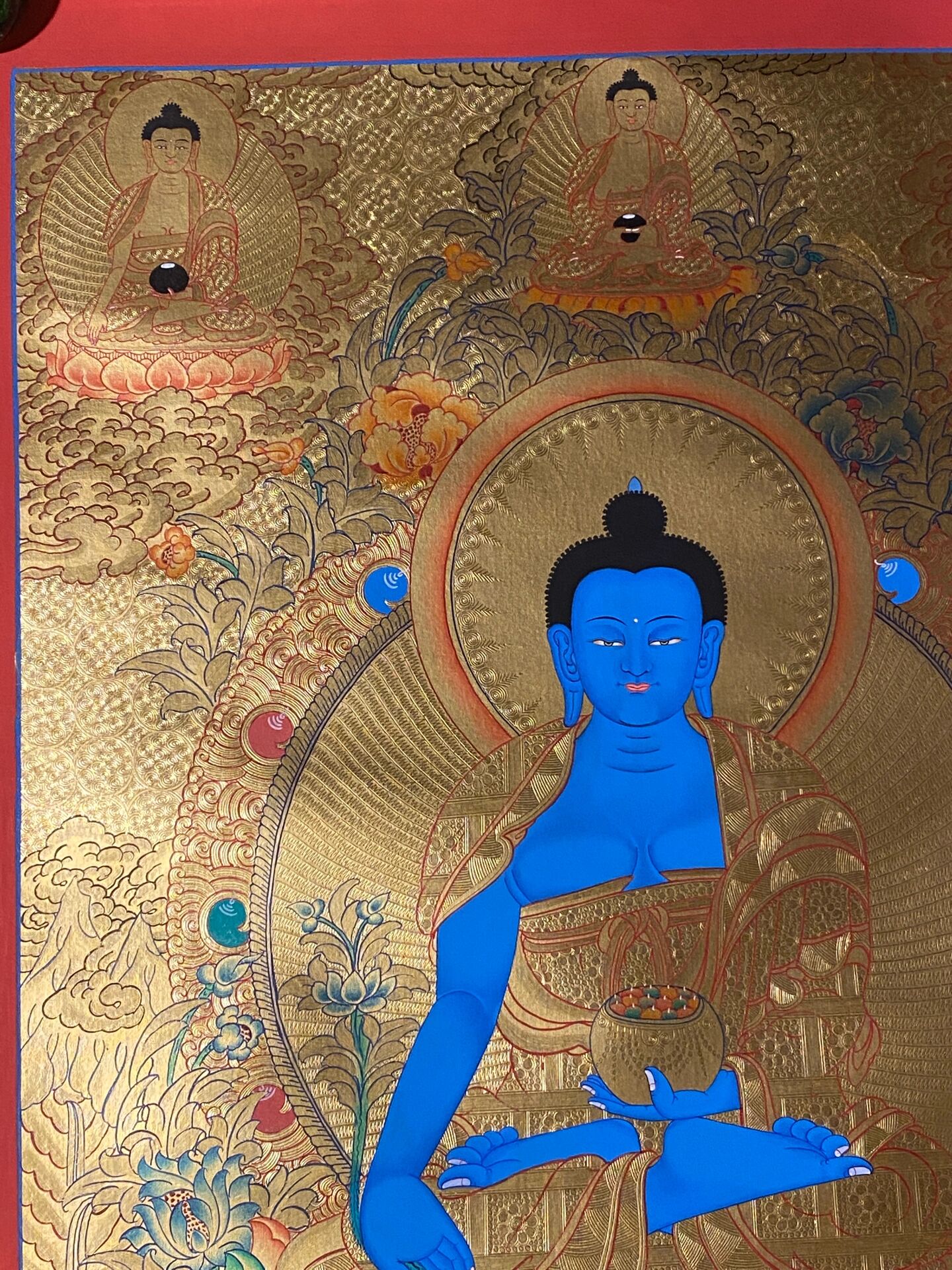 尼泊尔手绘唐卡之药师佛