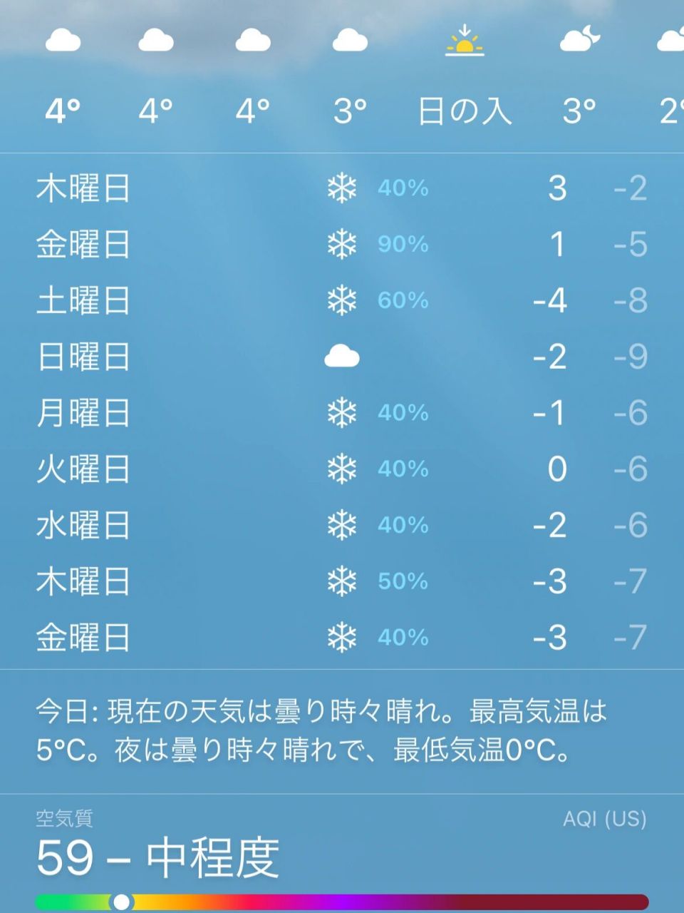 下周的札幌天气预报 随时更新下雪状态!