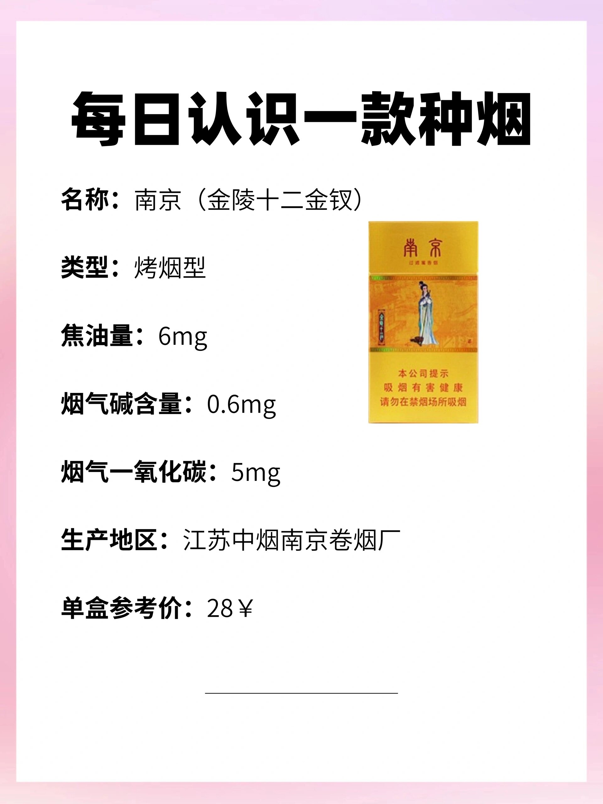 每天认识一种烟|南京(金陵十二金钗)6015