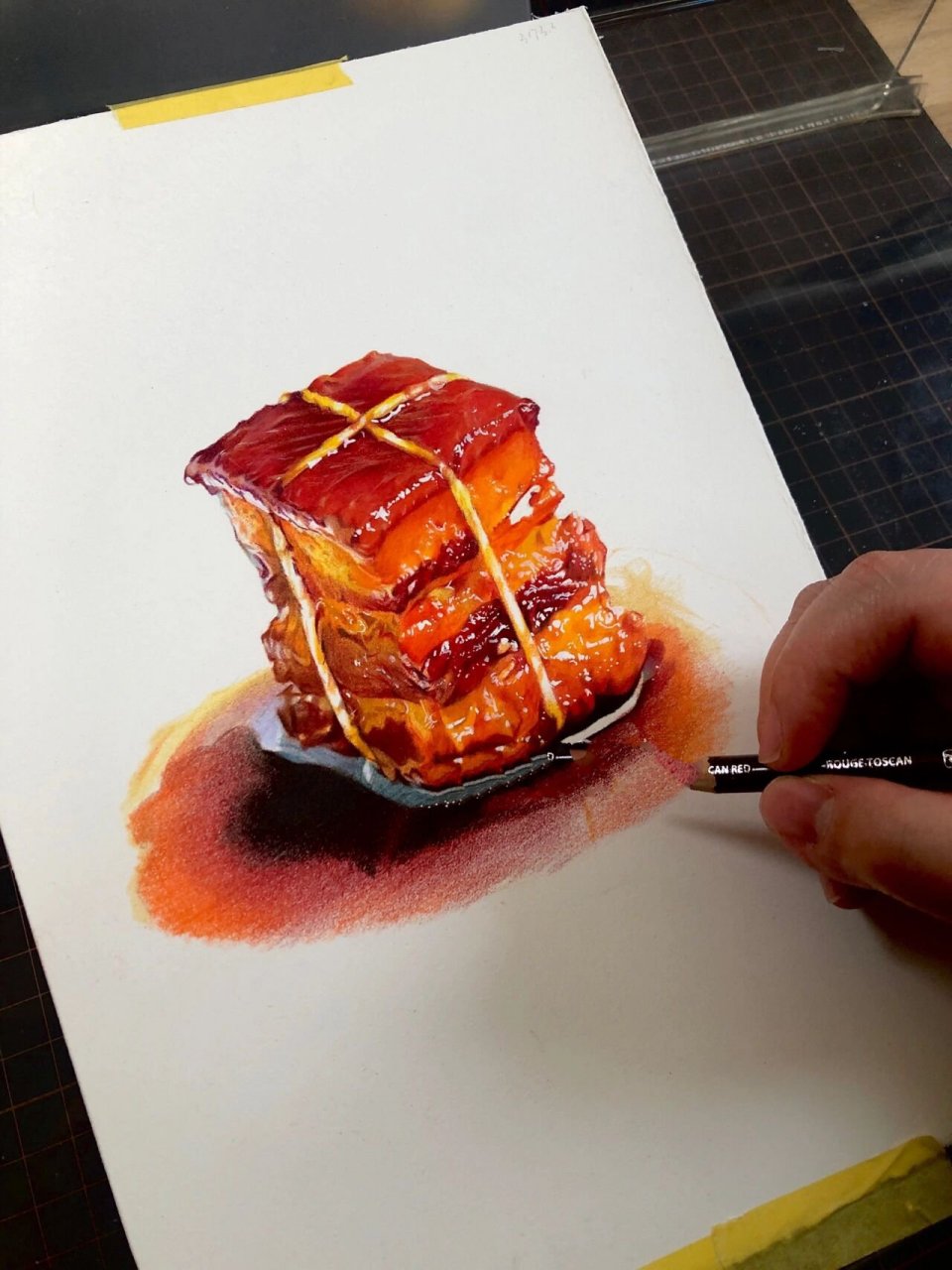 彩铅美食|红烧肉(附步骤图) 深夜炸弹,红烧肉来啦～有没有勾起你的胃