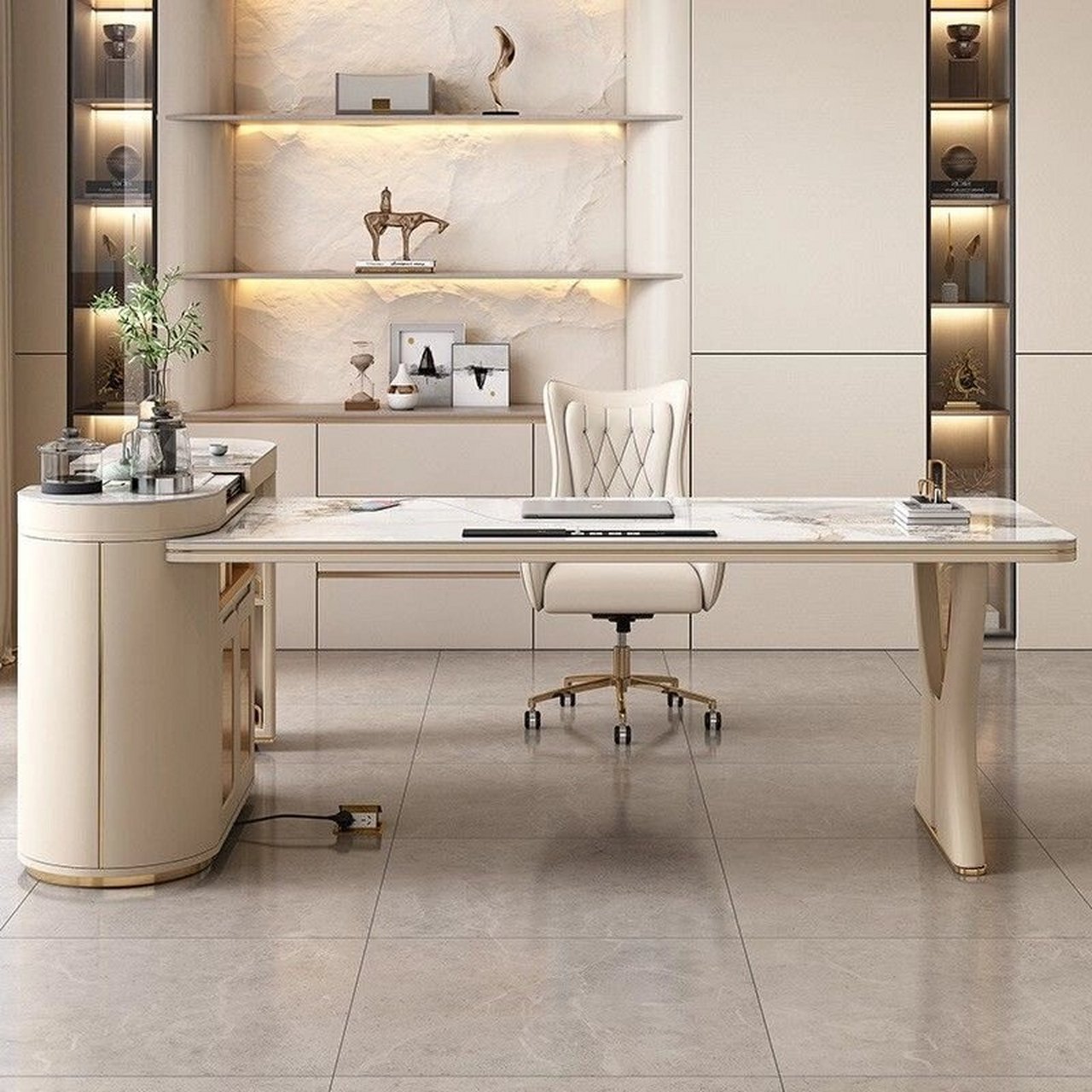 轻奢岩板茶桌书桌一体两用茶台现代新款多功 轻奢岩板茶桌书桌一体