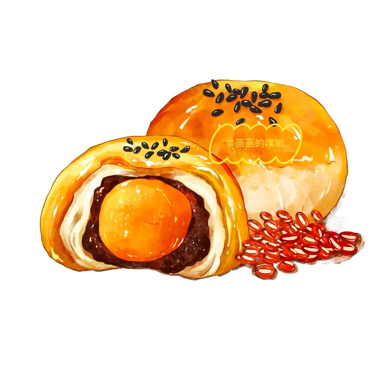 procreate水彩绘画/蛋黄酥教程77好物分享 蛋黄酥不管是南北方,必须