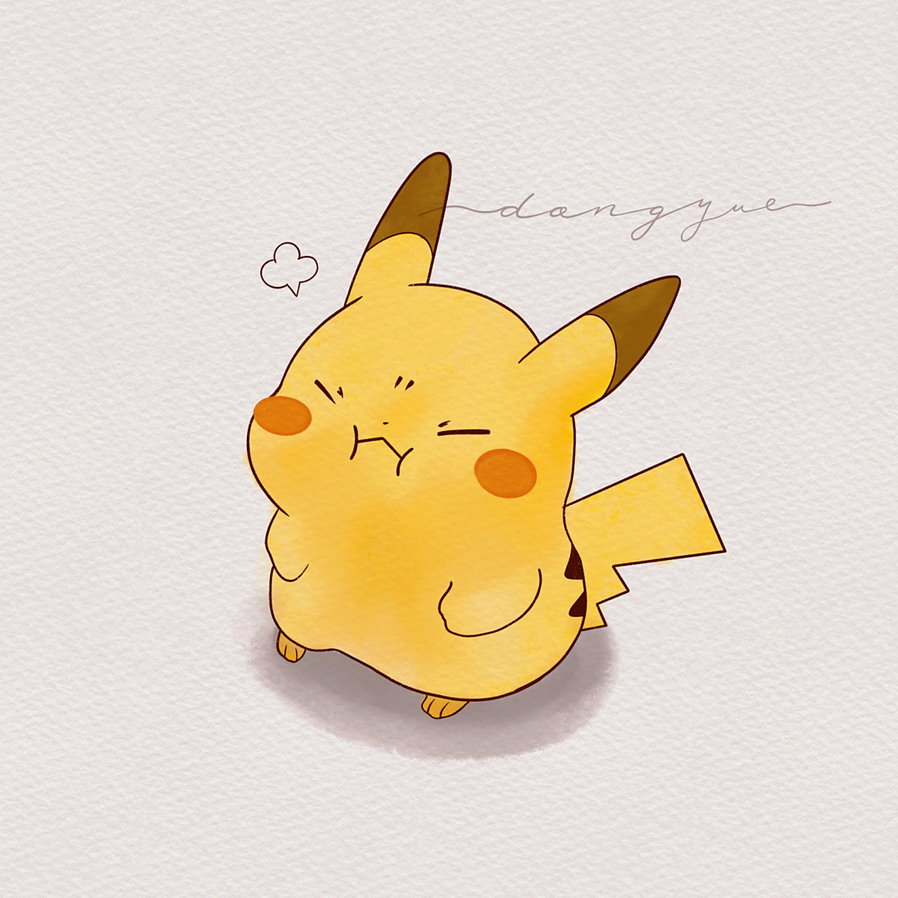 可可爱爱简笔画皮卡丘|附线稿教程 气鼓鼓的pikachu～ 轮廓:干油膜