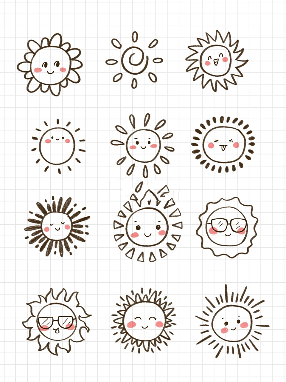 简笔画|儿童创意画太阳的画法插画卡通素材 零基础绘画|简笔画教程