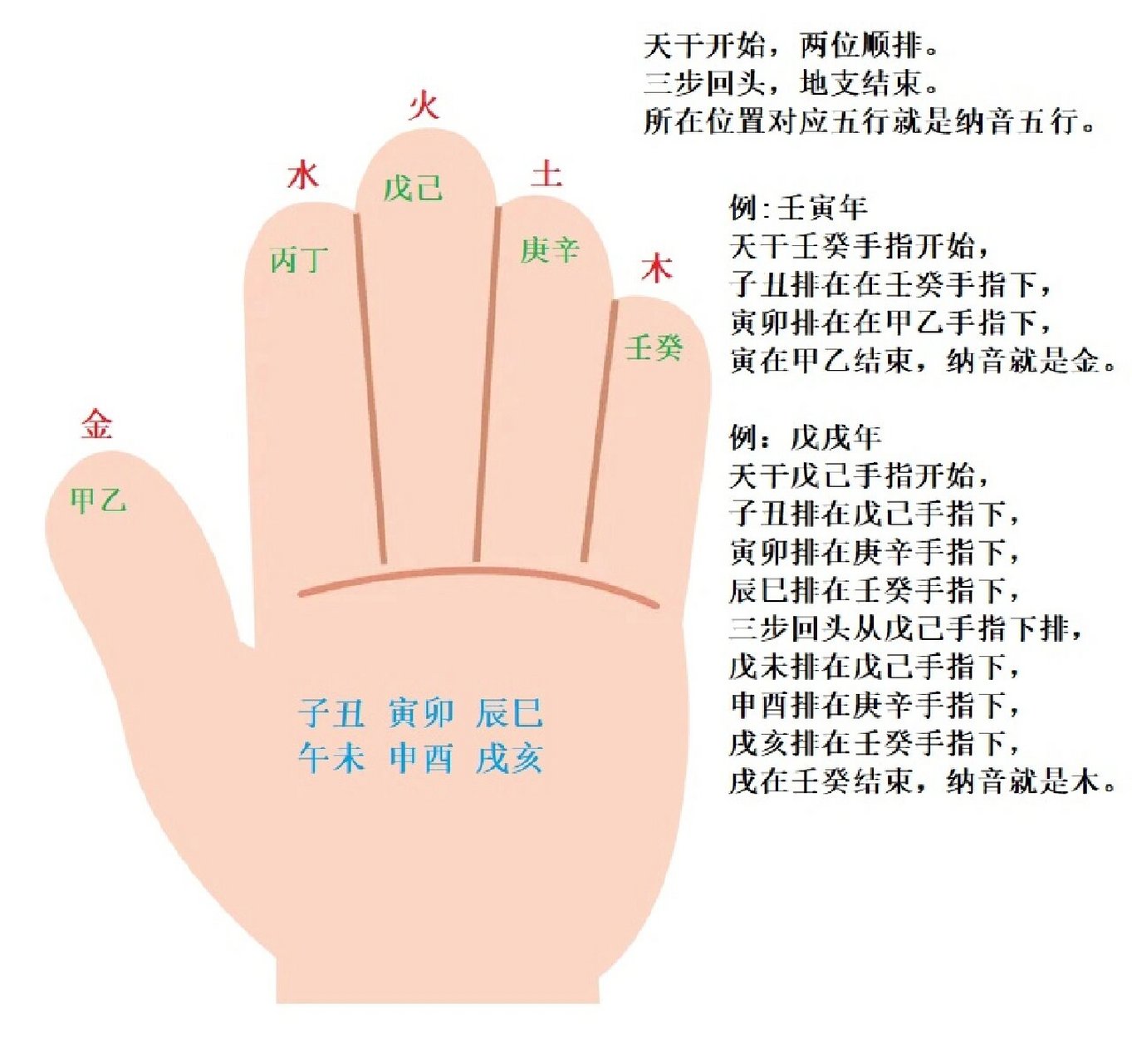 纳音五行掌上查法