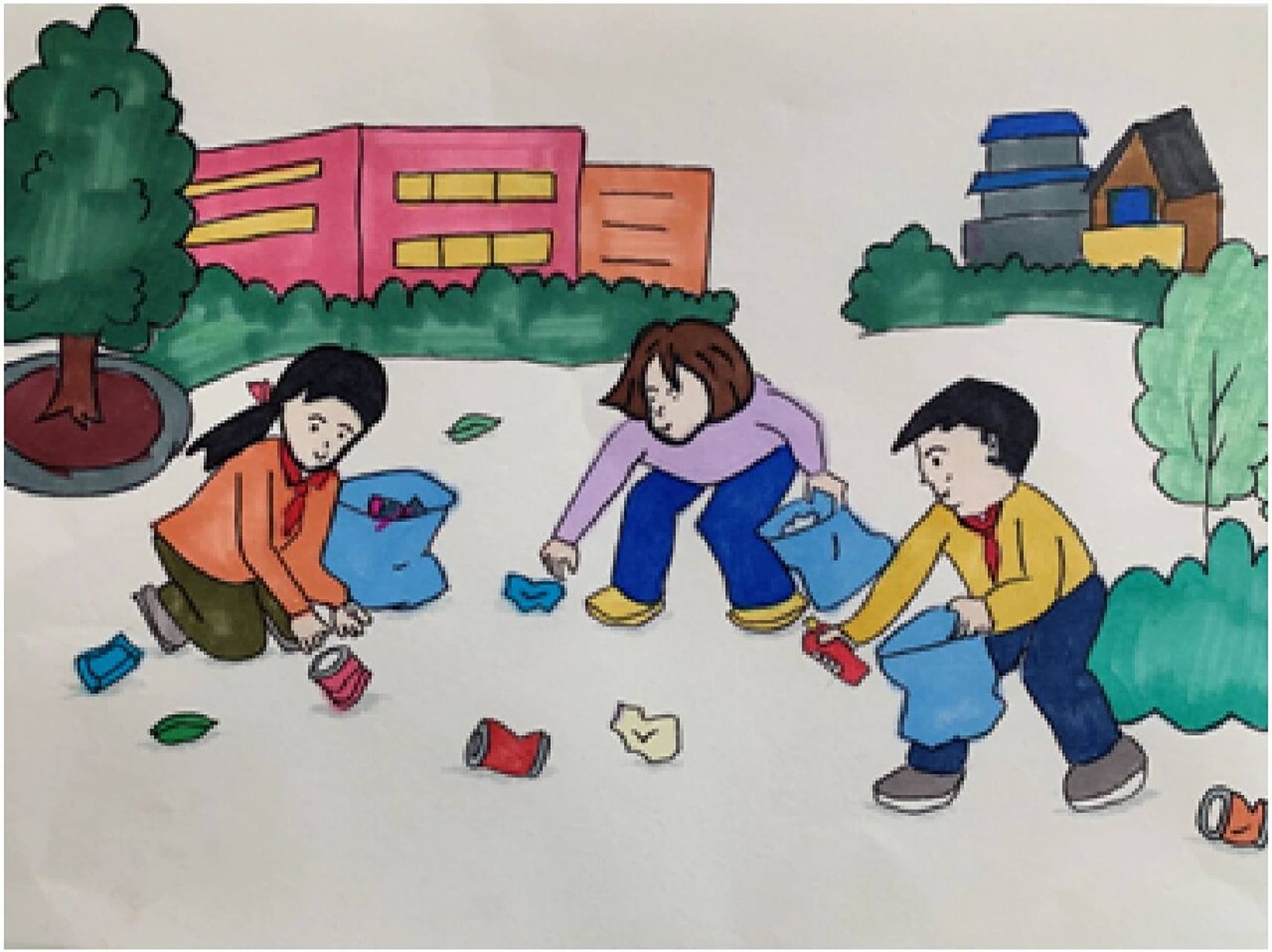 看图说话‖写话‖爱护环境 《爱护环境》 一天,太阳公公笑眯眯地挂在