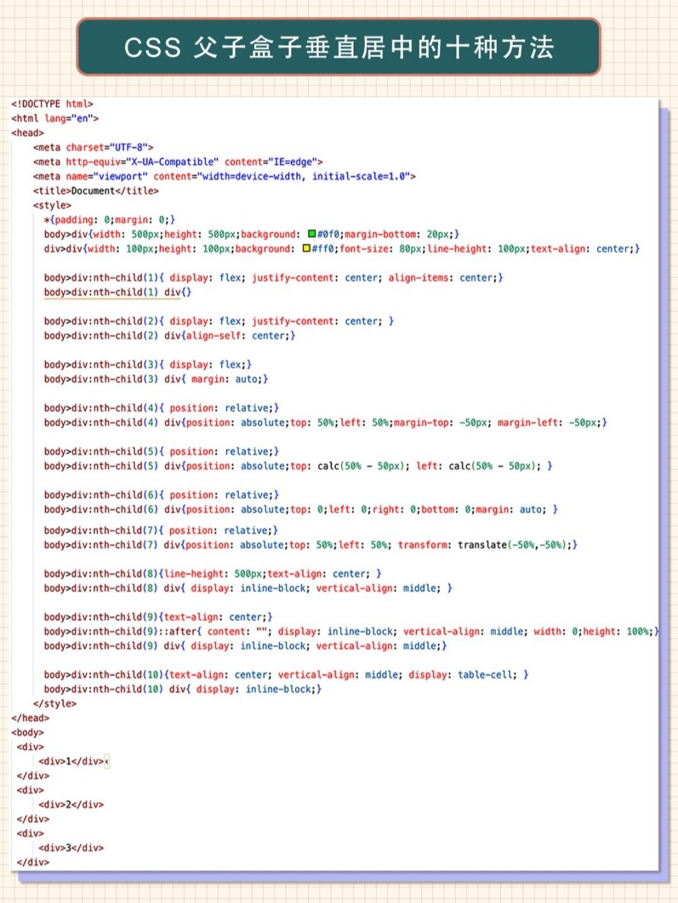 css父子盒子垂直居中的十种方法