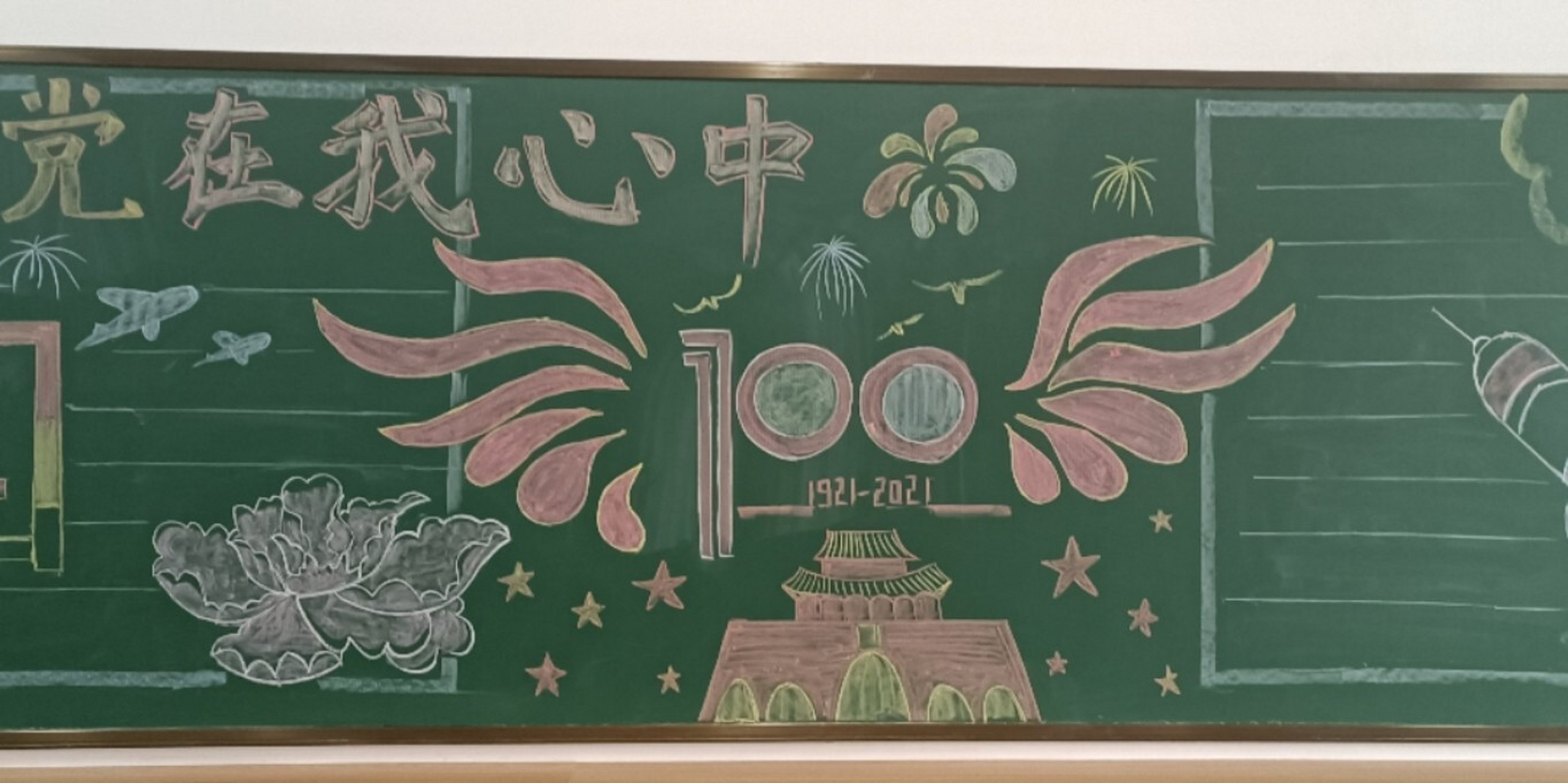 庆建党100周年黑板报图片
