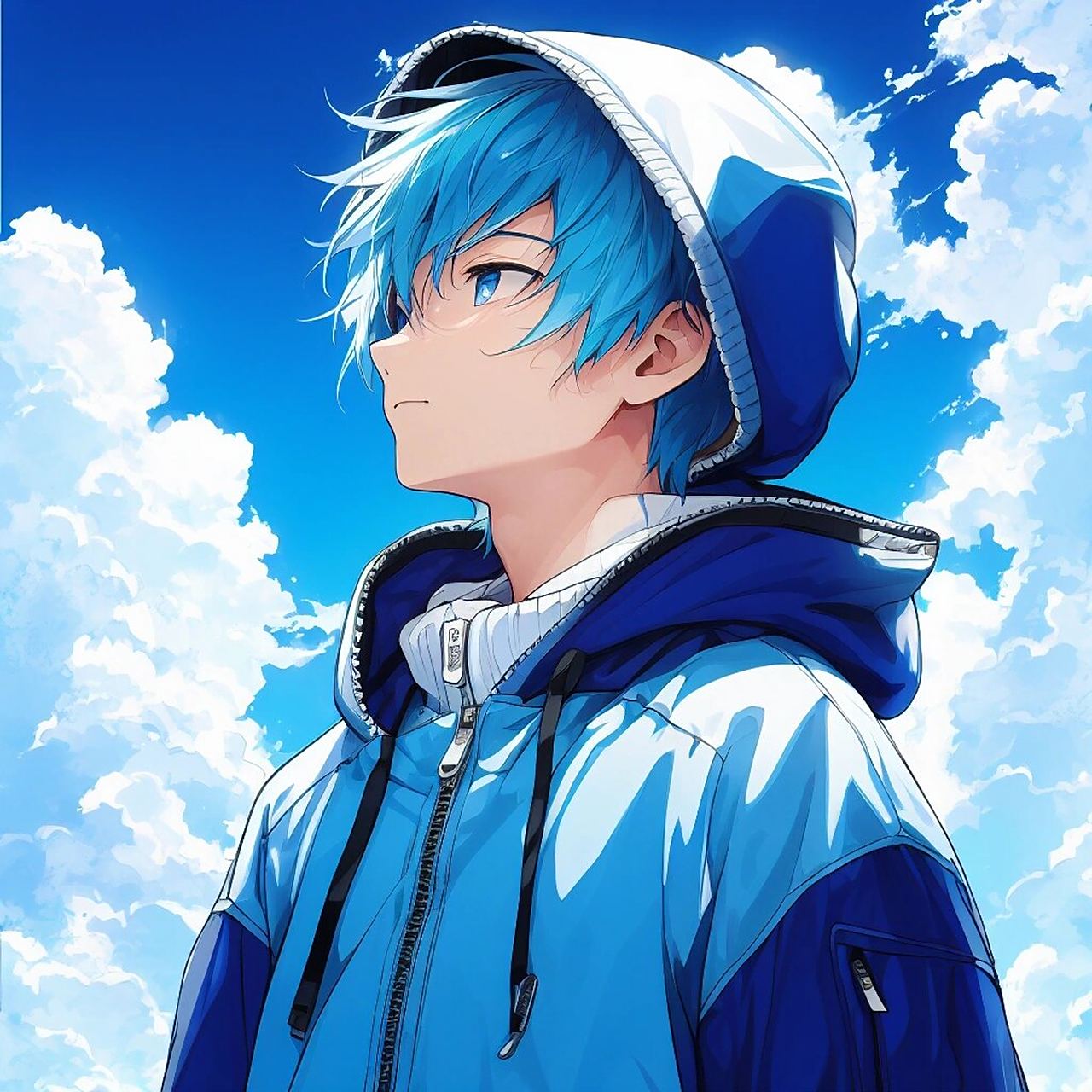 动漫男头蓝天(2)蓝发 蓝天白云下,有人习以为常,有人欣喜若狂