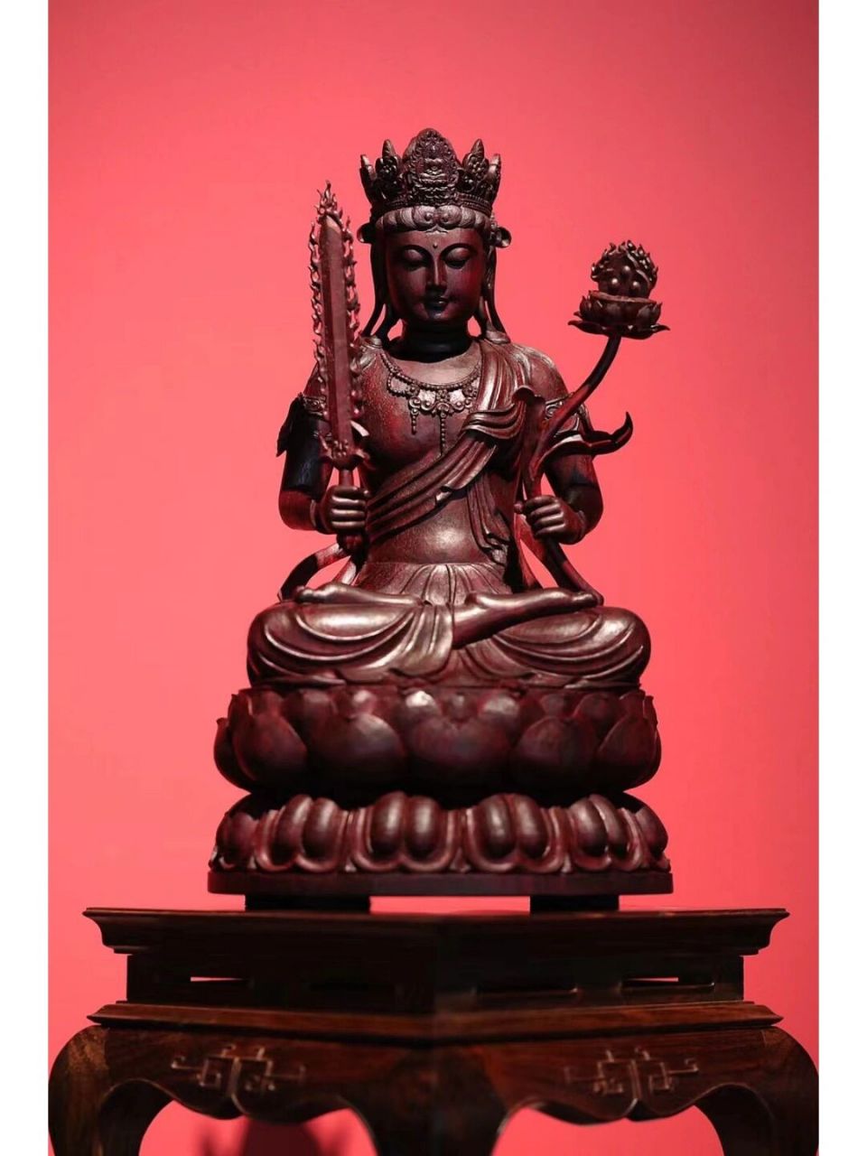 【虚空藏菩萨小叶紫檀木雕佛像家居装饰摆件 【虚空藏菩萨—小叶紫檀