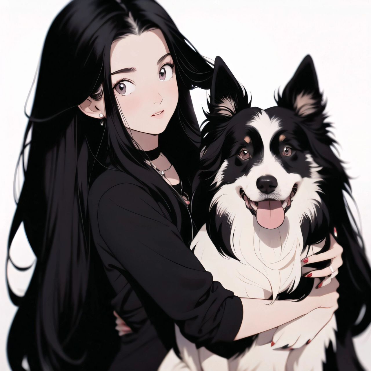 旧漫头像|甜酷小姐姐和他的边牧