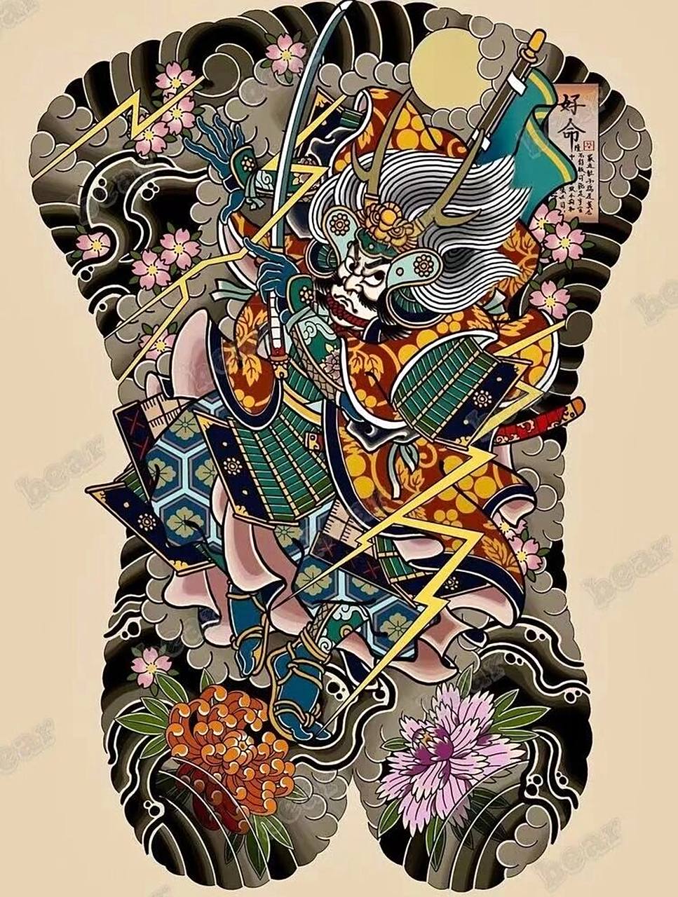 女生的日式传统满背纹身也可以很炸裂哦