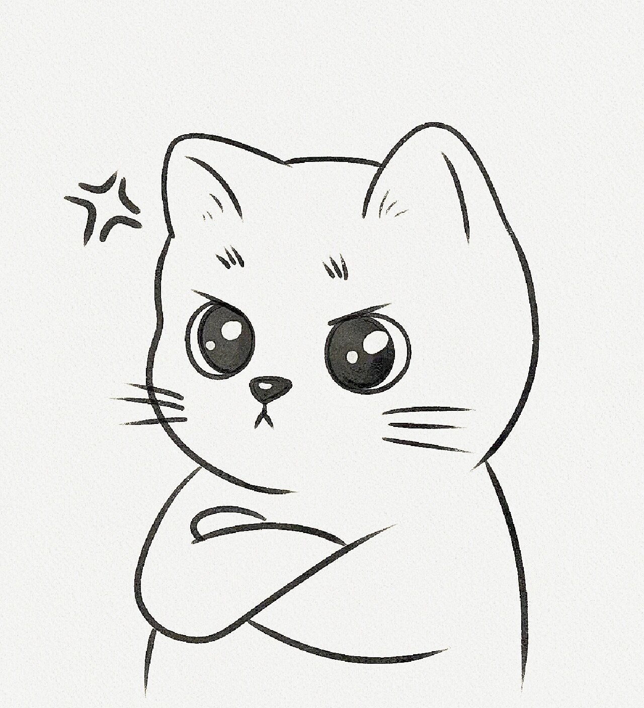 零基础简笔画教程|小猫生气