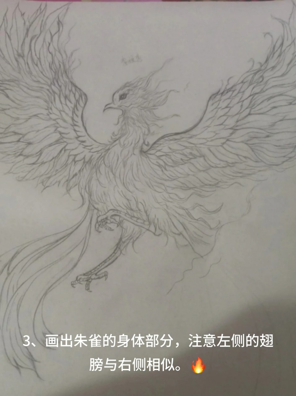 朱雀神兽素描图片