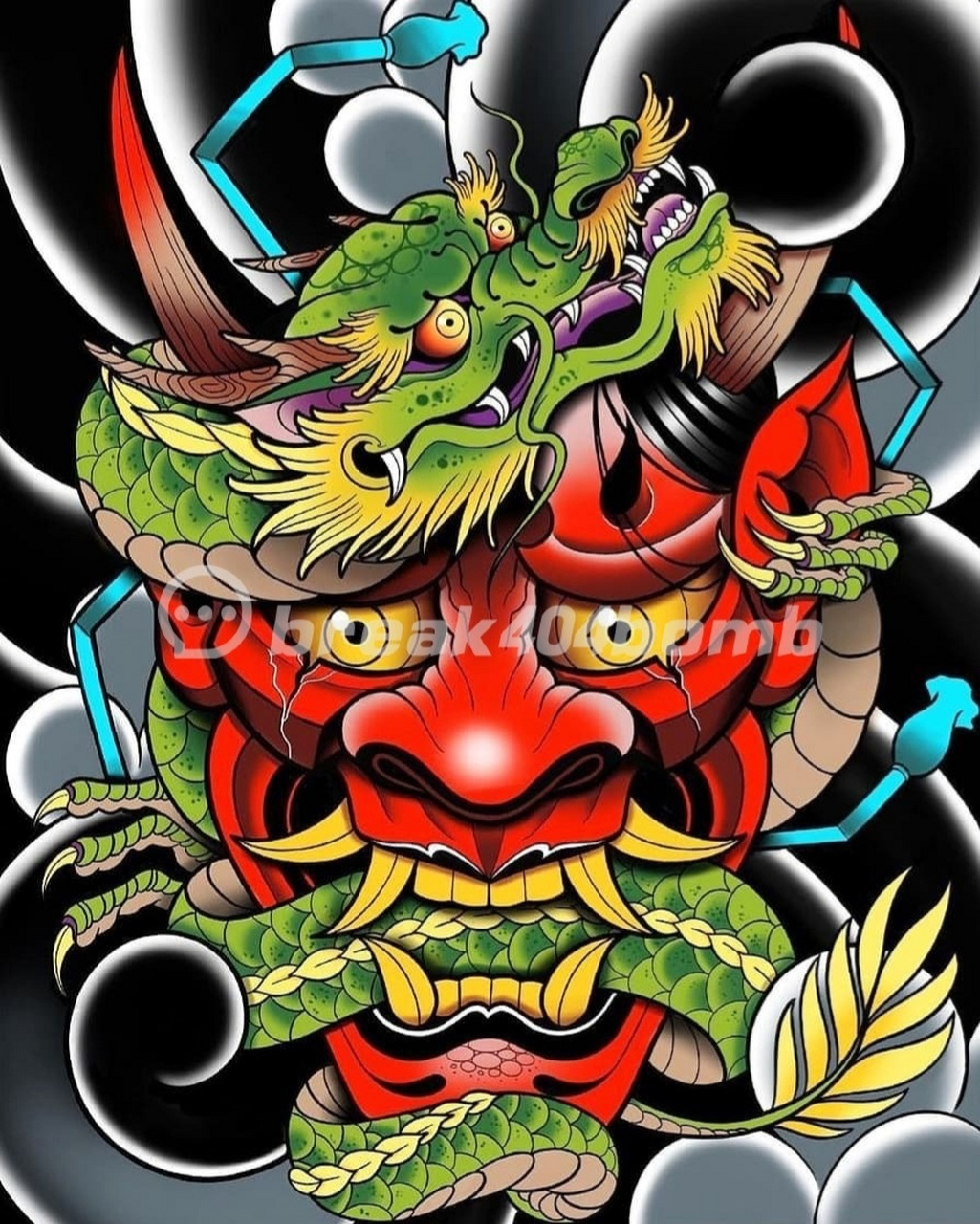 般若纹身手稿丨般若花臂纹身素材 般若的日文读法是はんにゃ,是日本