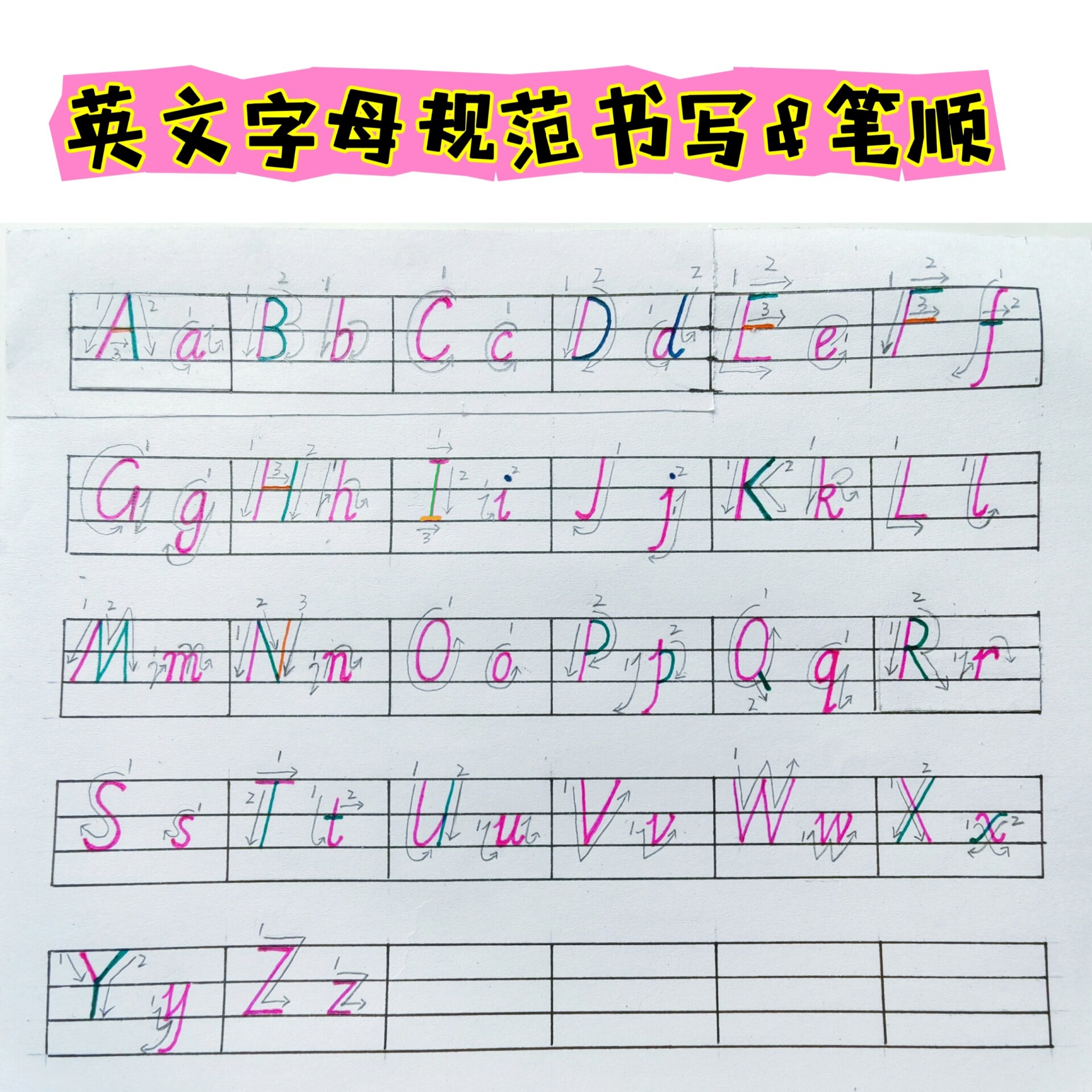 字母书写示范图片