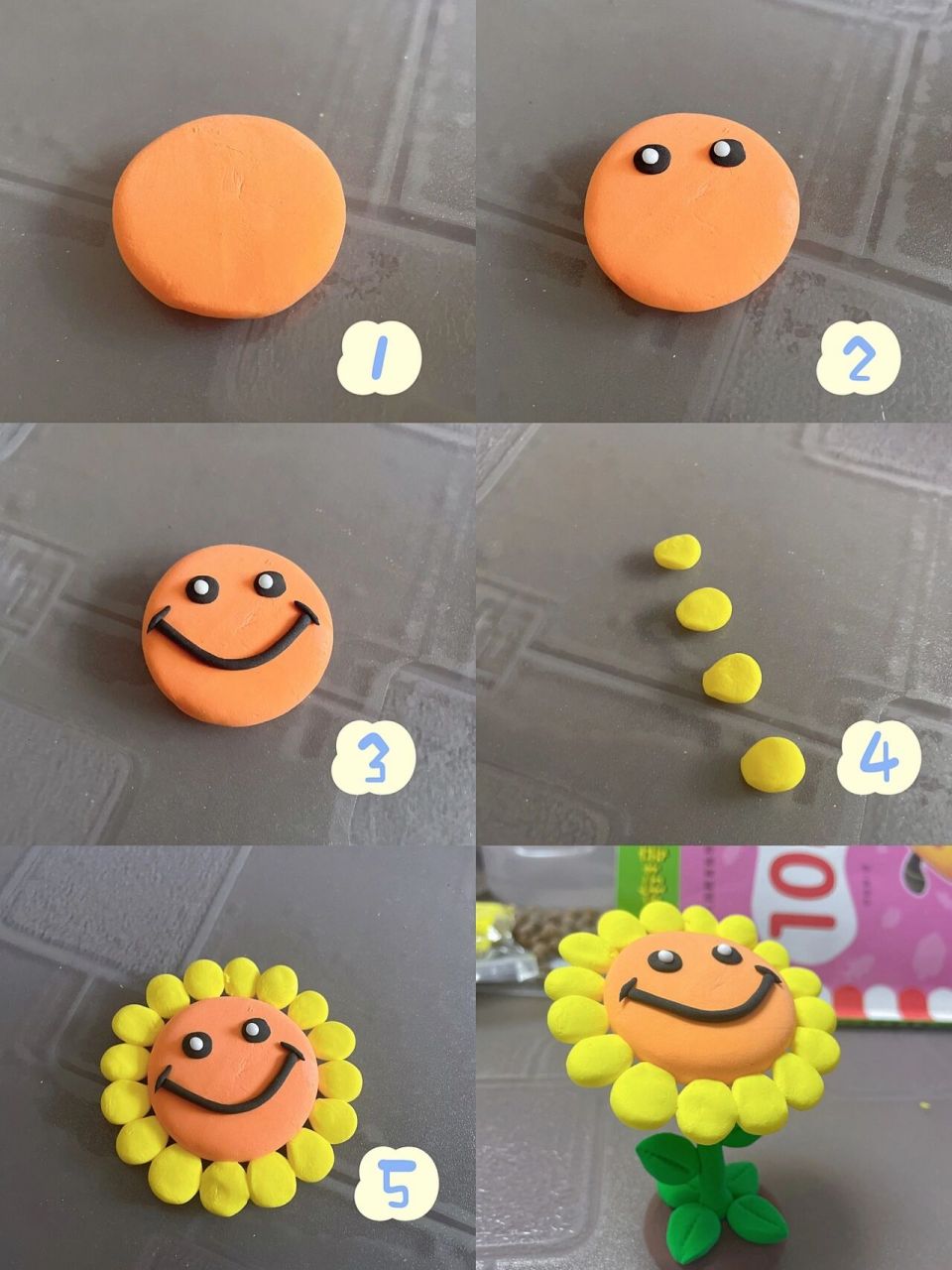 手工黏土diy—向日葵🌻   第二次作品 适合幼儿园小朋友,中班以上都