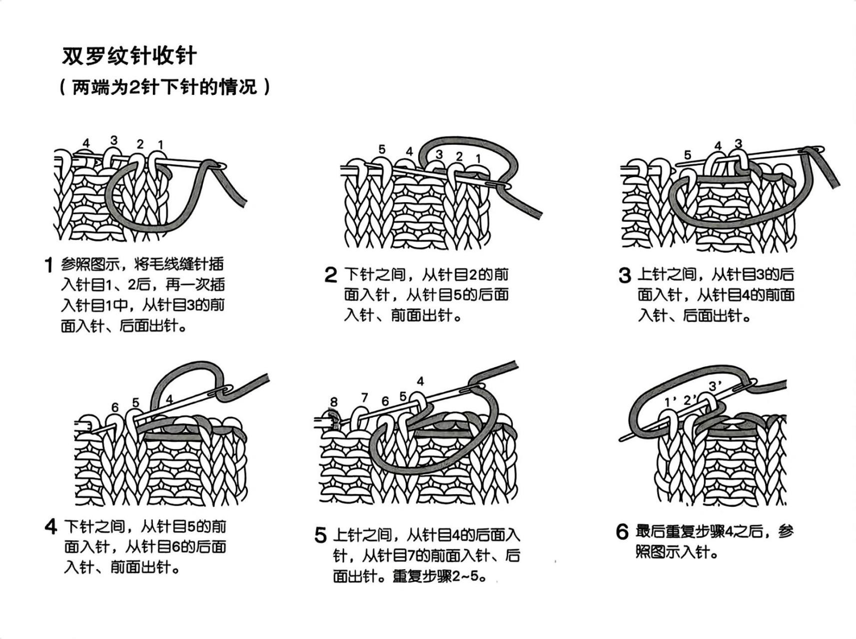 双螺纹收针法 适用于领口袖口