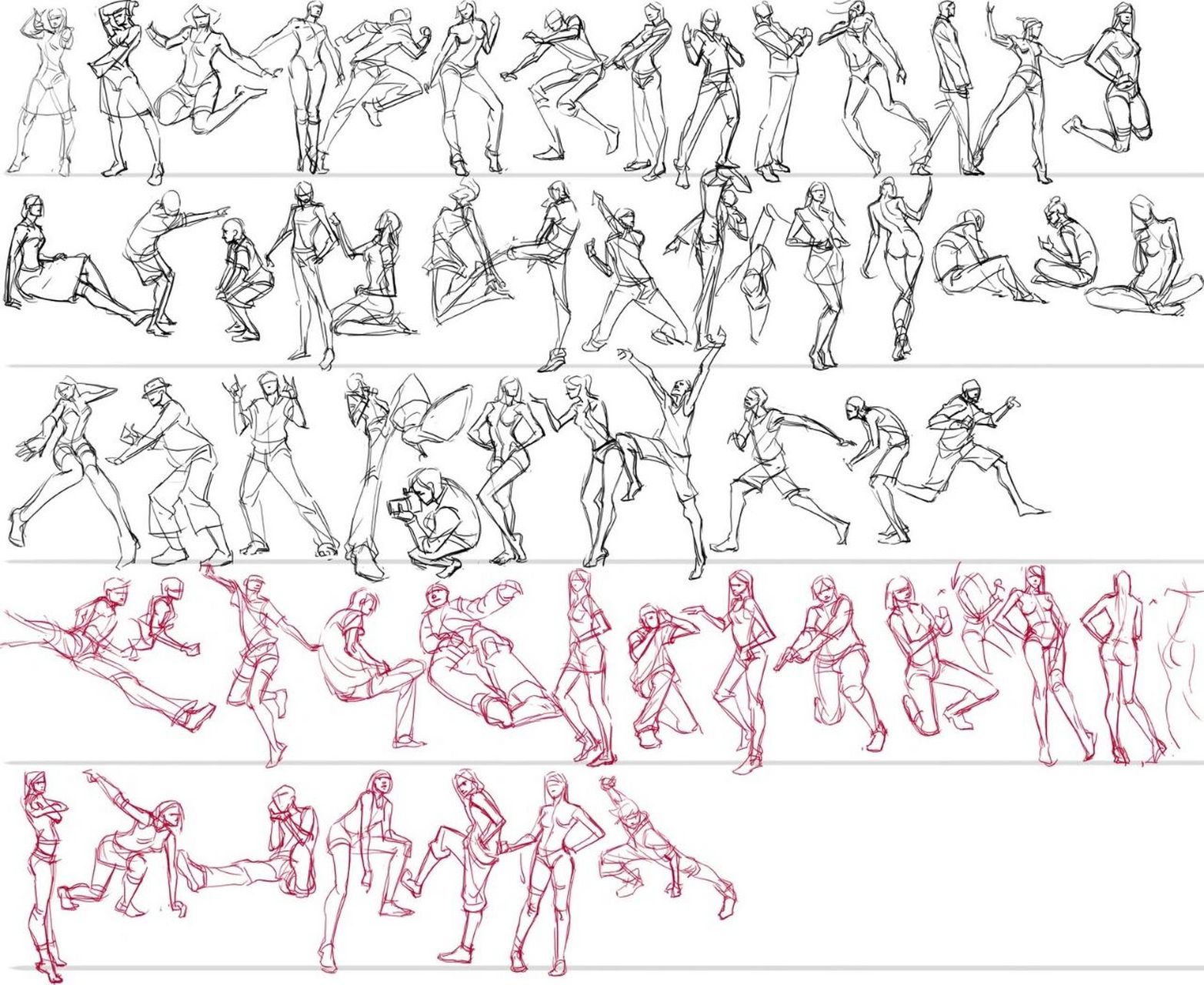 procreate手绘素材分享|人物动作素材分享 今天的练习素材来啦 关注我