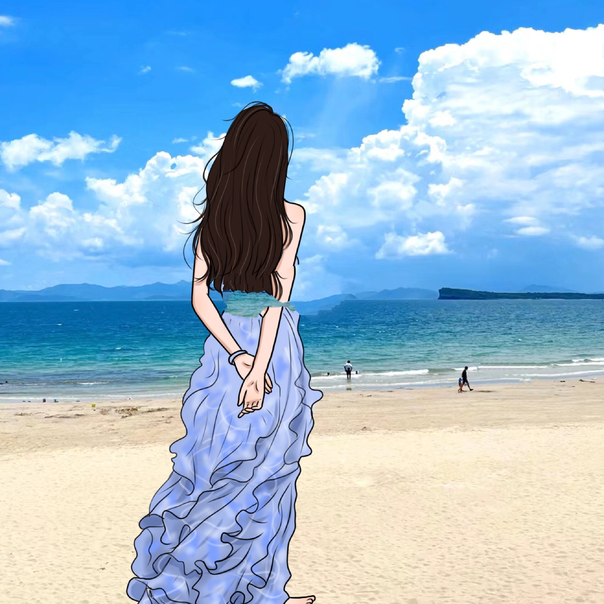 海边女生背影头像|手绘@我在璃月开书店的动态